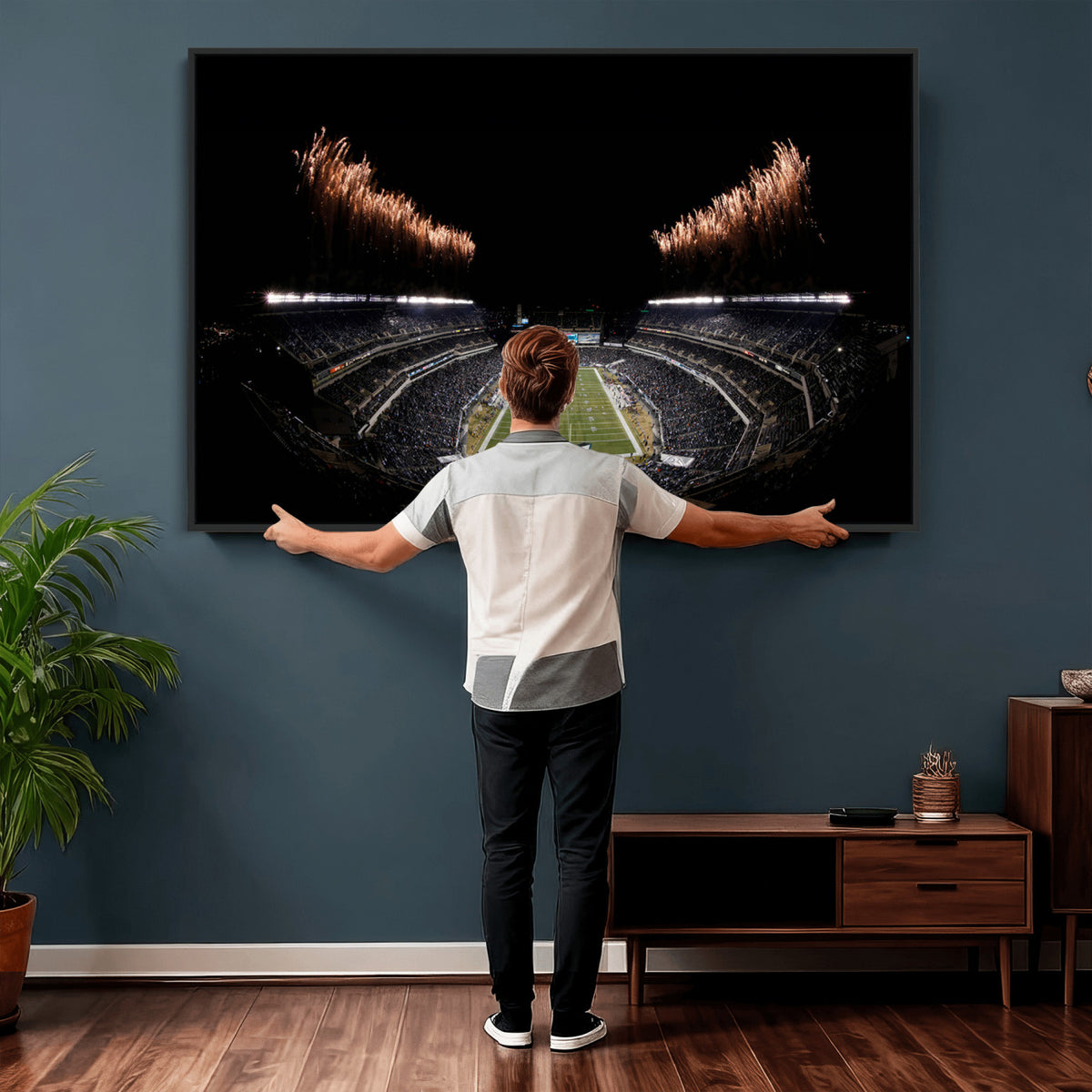 89680-MGV-CV-36X24 - Eagles Field Stadium Wall Art, Philadelphia Eagles Football, Framed and Ready to Hang