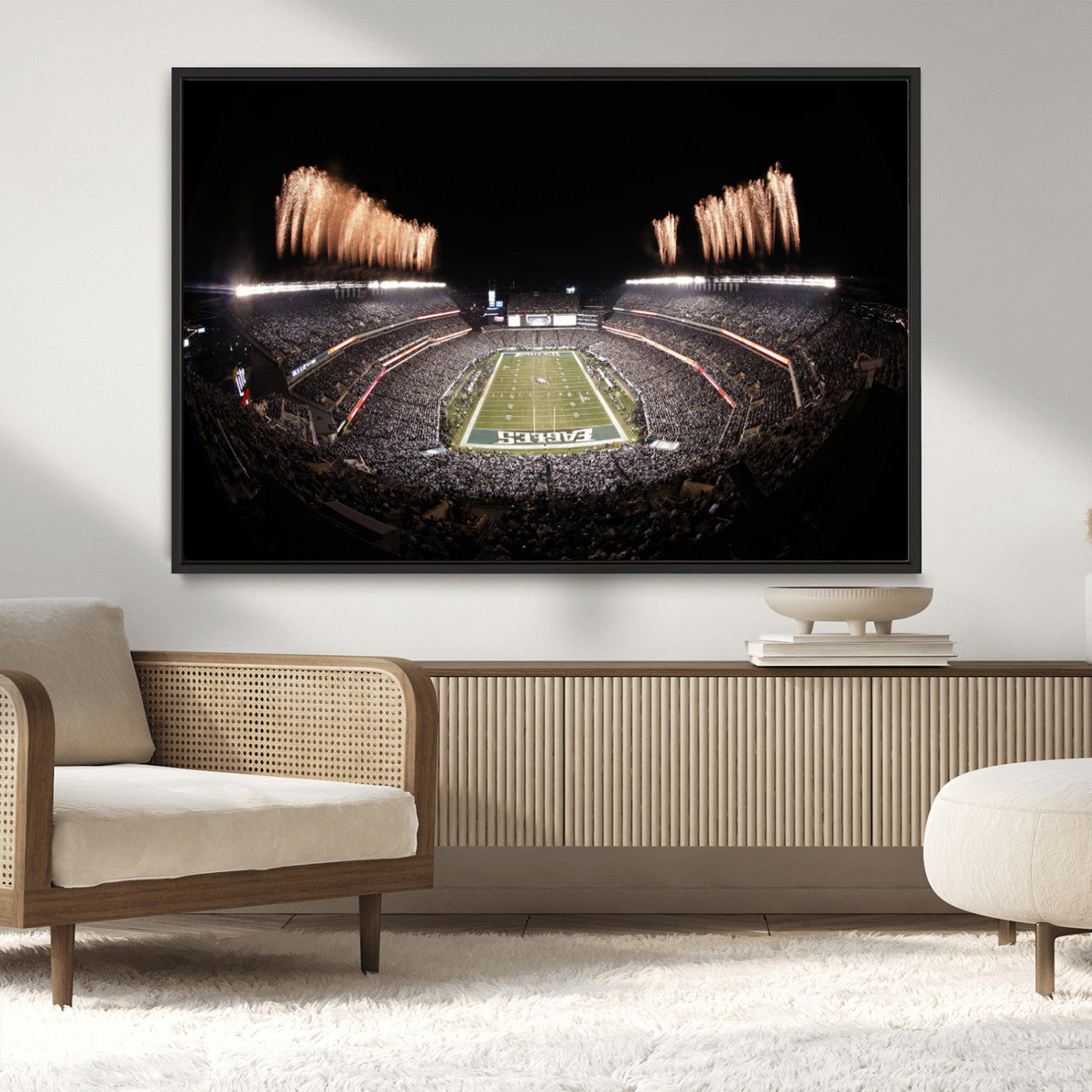 48893-MGV-CV-36X24-Eagles Field Stadium Wall Art - Lincoln Financial Field Fireworks Game Triple Canvas Wall Art -