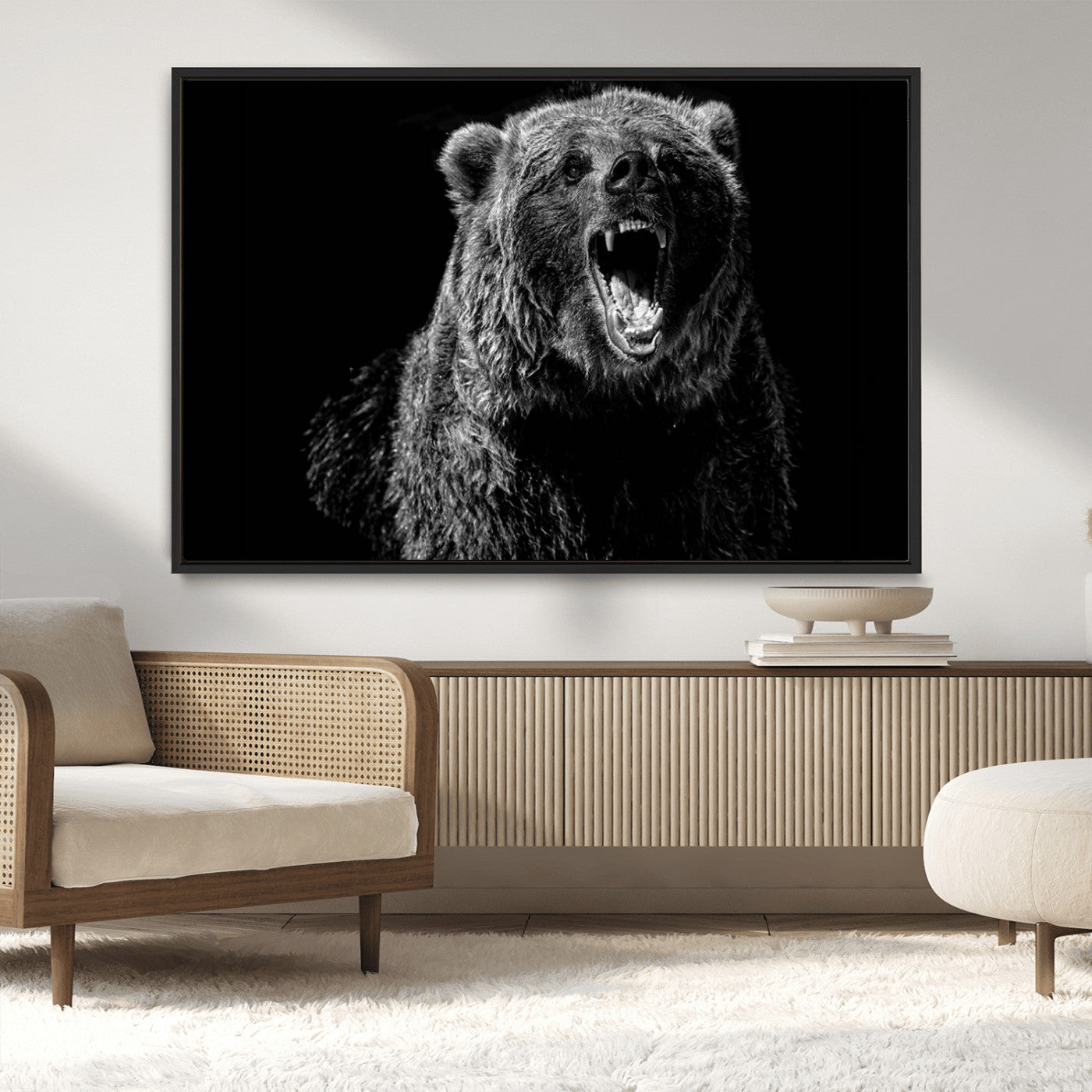 MGV-FC-36X24 - Bear Canvas Print | Wildlife Wall Art for Cabin Decor | Ready to Hang Framed
