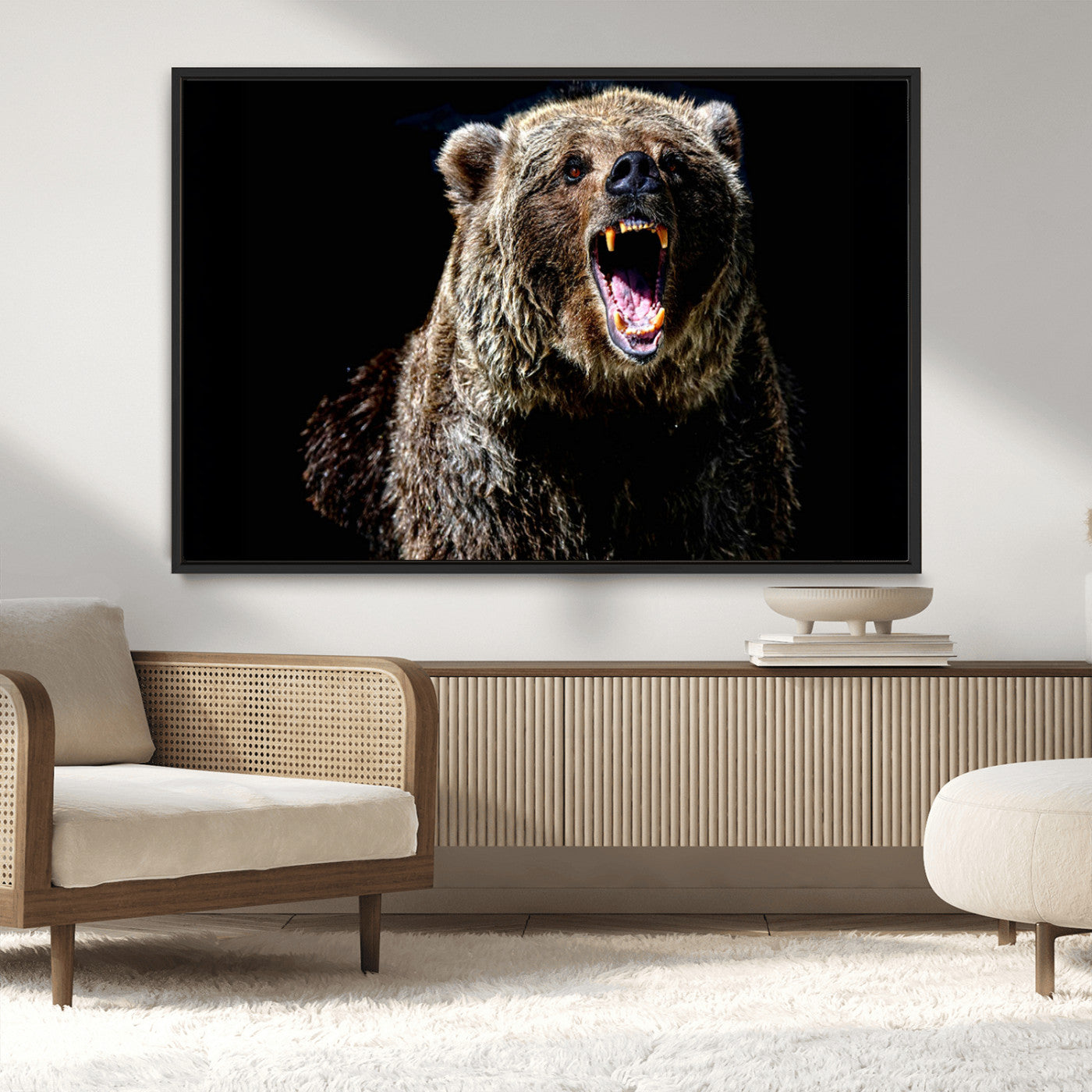 MGV-FC-36X24 - Grizzly Bear Canvas Print | Wildlife Wall Art for Cabin Decor | Ready to Hang Framed