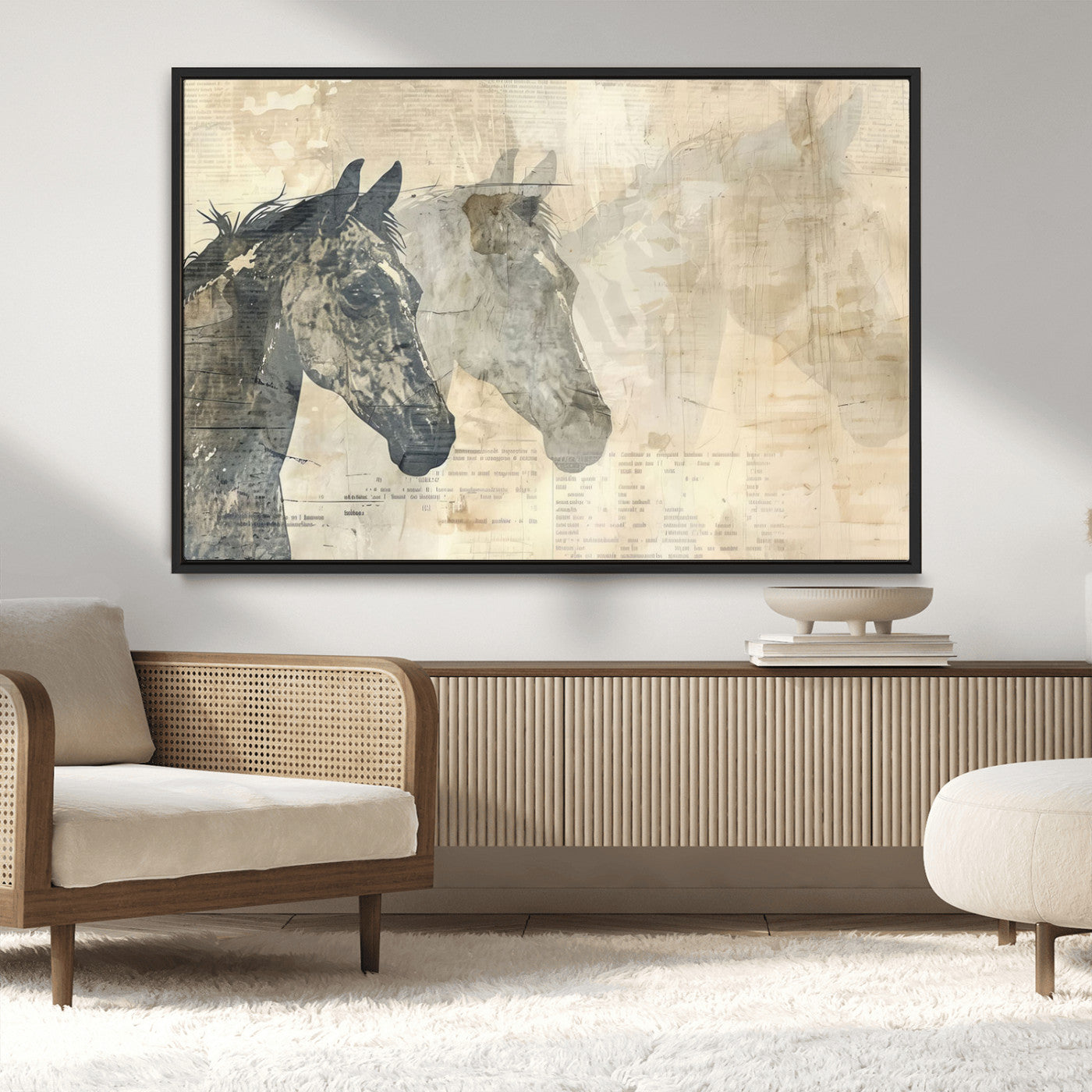 MGV-FC-36X24 - Abstract Horse Canvas Print | Modern Farmhouse Wall Art | Ready to Hang Framed
