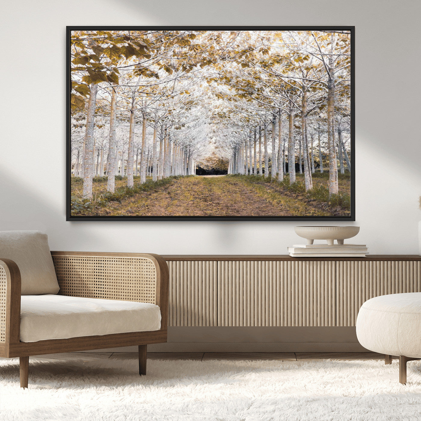 MGV-FC-36X24 - Forest Grove Wall Art | Serene Pathway Canvas Print | Ready to Hang and Framed Nature Wall Decor for