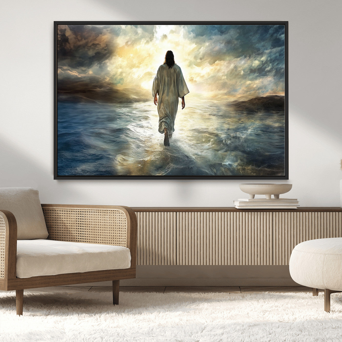 MGV-FC-36X24 - Jesus Walking on Water Wall Art | Canvas Print | Ready to Hang | Christian Home Decor | Spiritual