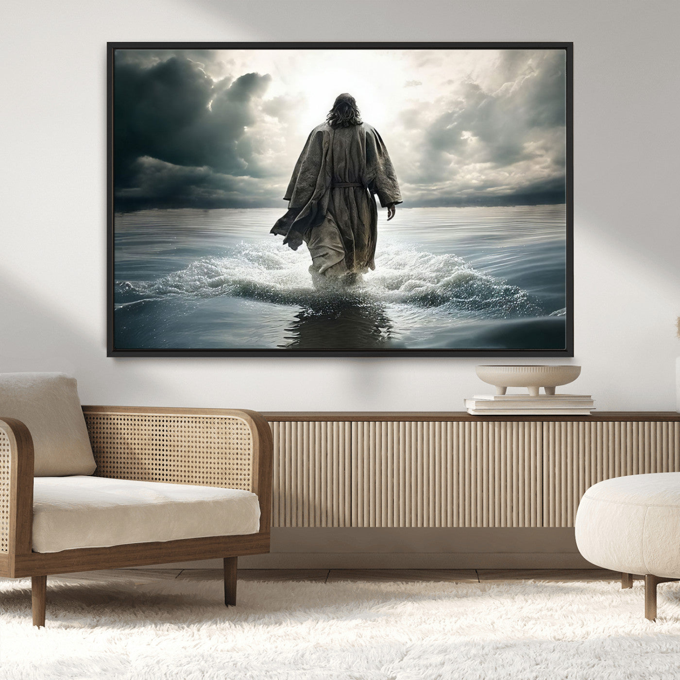 MGV-FC-36X24 - Jesus Walking on Water Wall Art | Canvas Print | Ready to Hang | Christian Home Decor | Spiritual