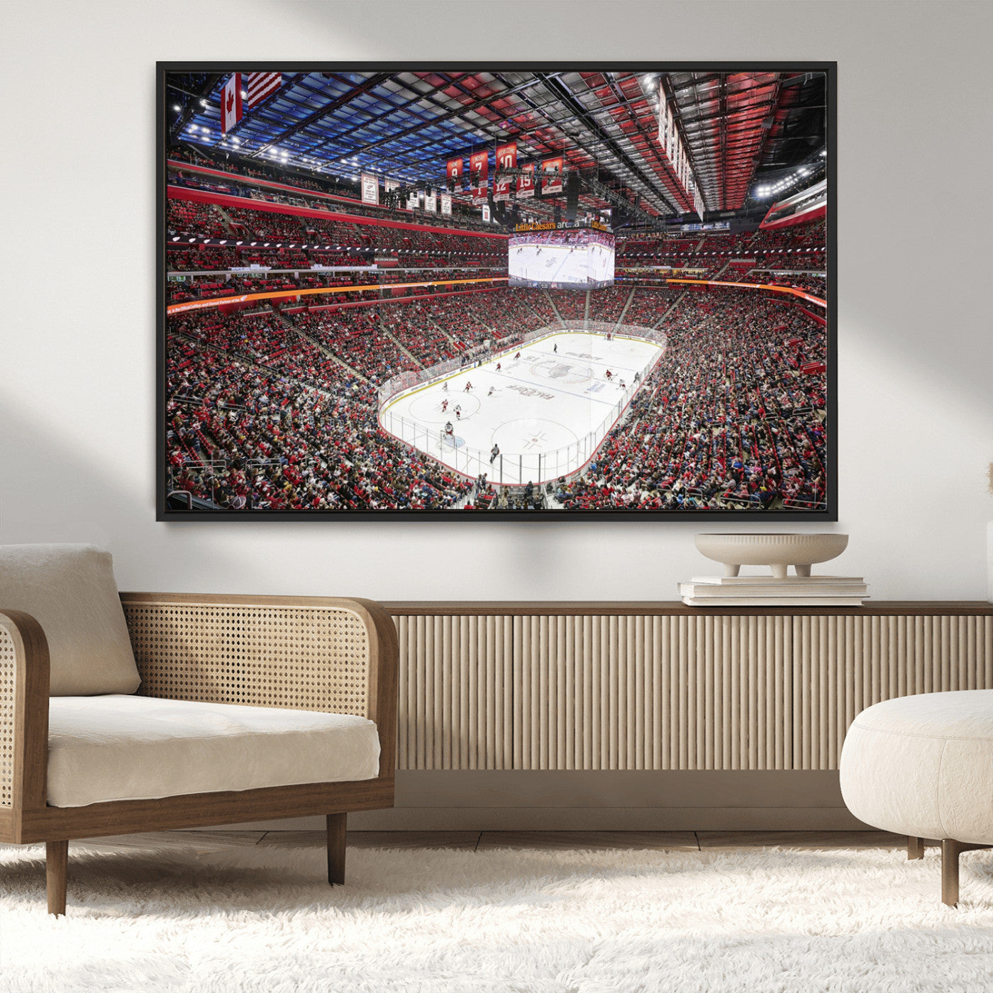 MGV-FC-36X24 - Barton Malow Little Caesars Arena Detroit Wall Art Canvas Print - Detroit Hockey and Basketball