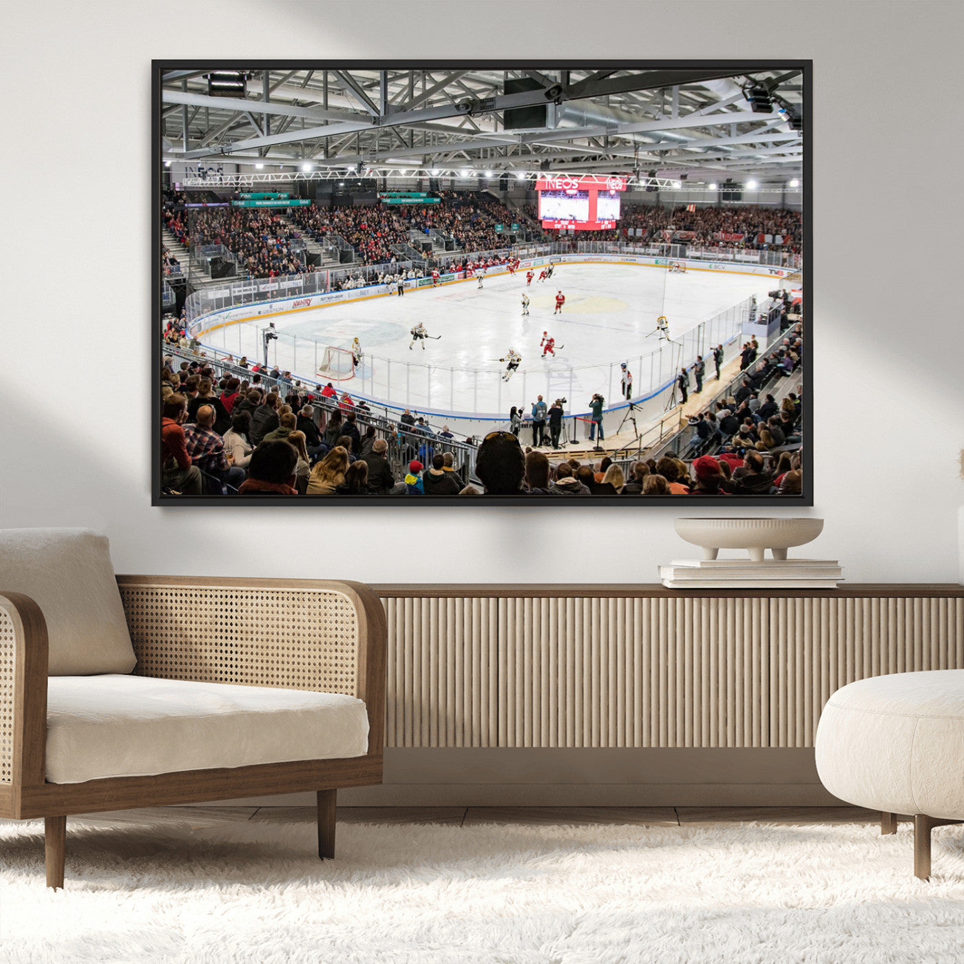 MGV-FC-36X24 - Lausanne Arena Ice Hockey Stadium Wall Art Canvas Print, Framed Lausanne Arena Ice Hockey Canvas