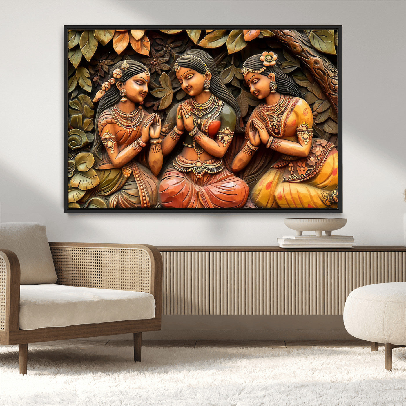 MGV-FC-36X24 - Indian Woman Statue Wall Art Canvas Print