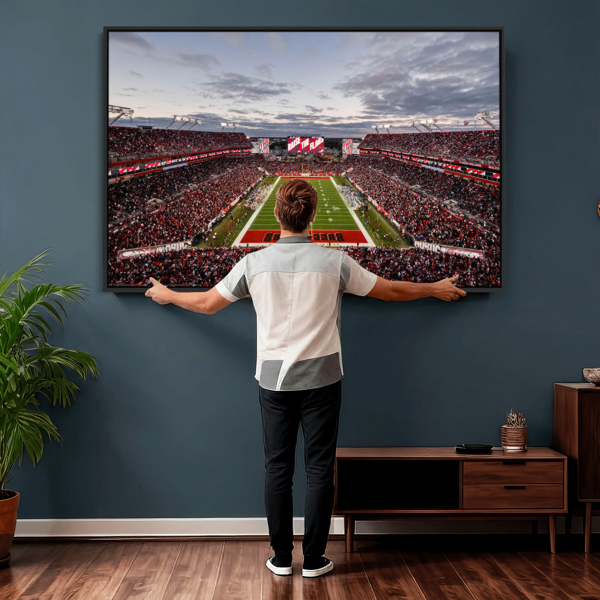 35698-MGV-CV-36X24 - Florida Tampa Raymond James Stadium Wall Art Canvas Print - NFL Football Stadium Print Canvas
