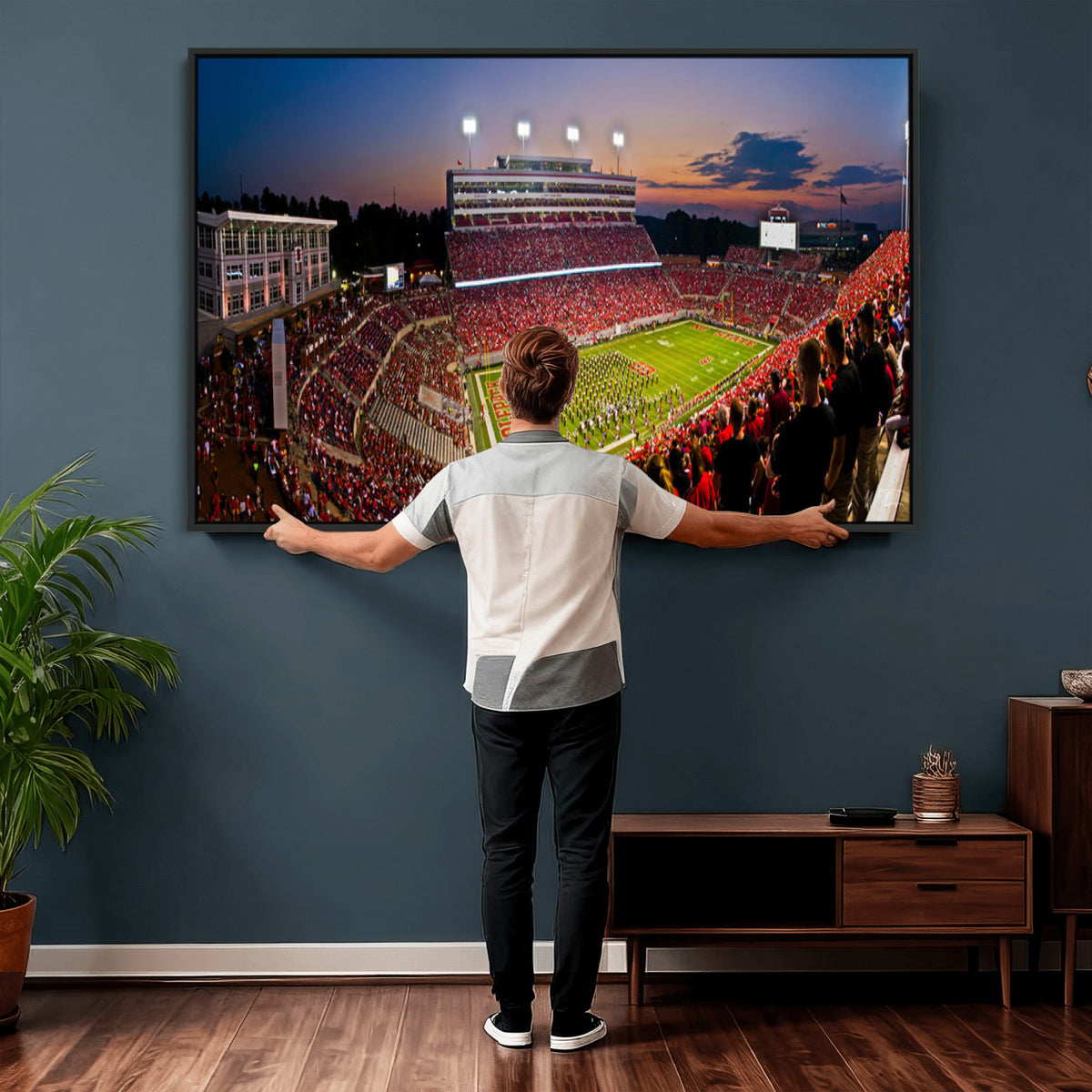 87655-MGV-CV-36X24 - NC State Wolfpack Football Team Print - Raleigh Carter-Finley Stadium Wall Art Canvas Print