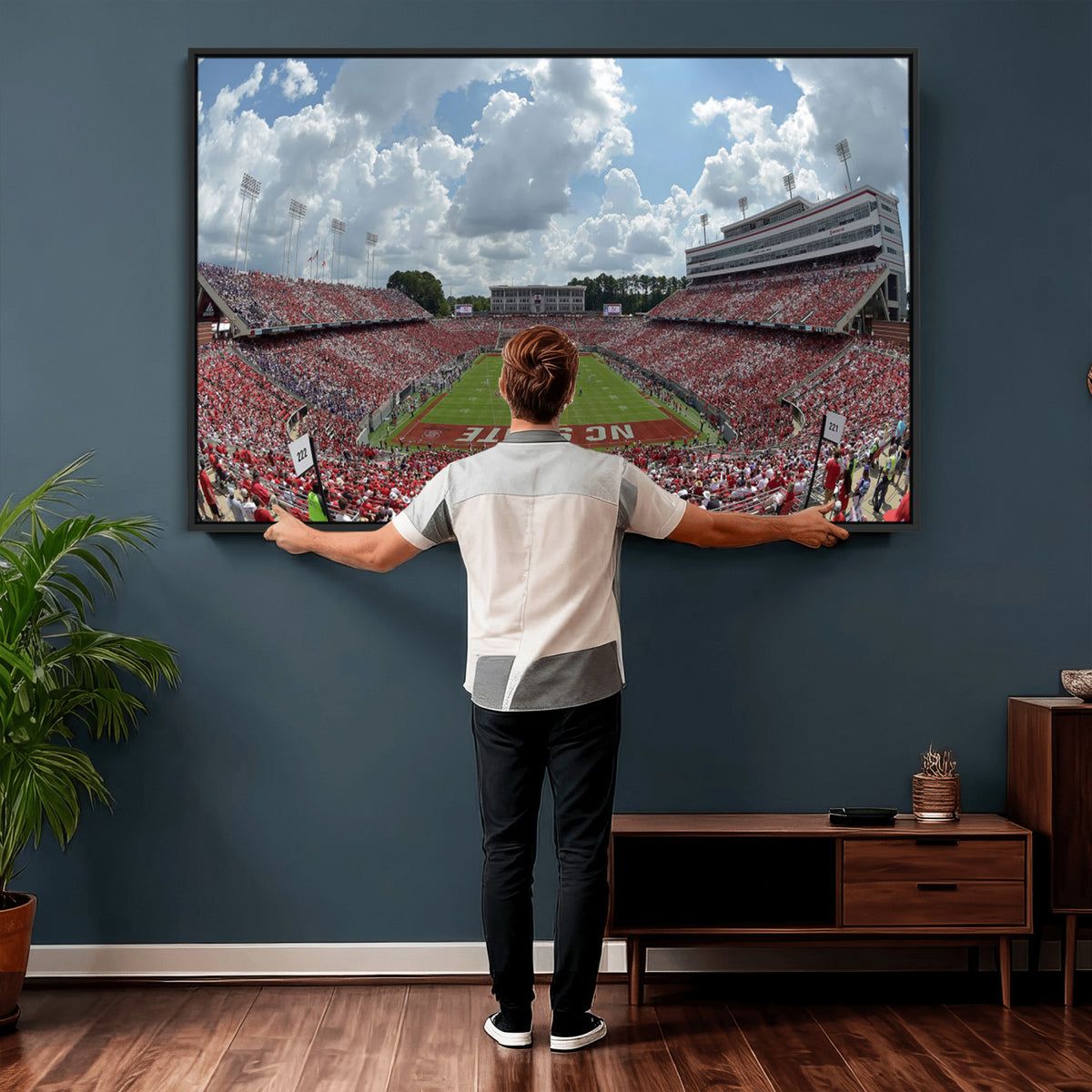 30640-MGV-CV-36X24 - NC State Wolfpack Football Team Print Canvas- Raleigh Carter-Finley Stadium Wall Art Canvas Print