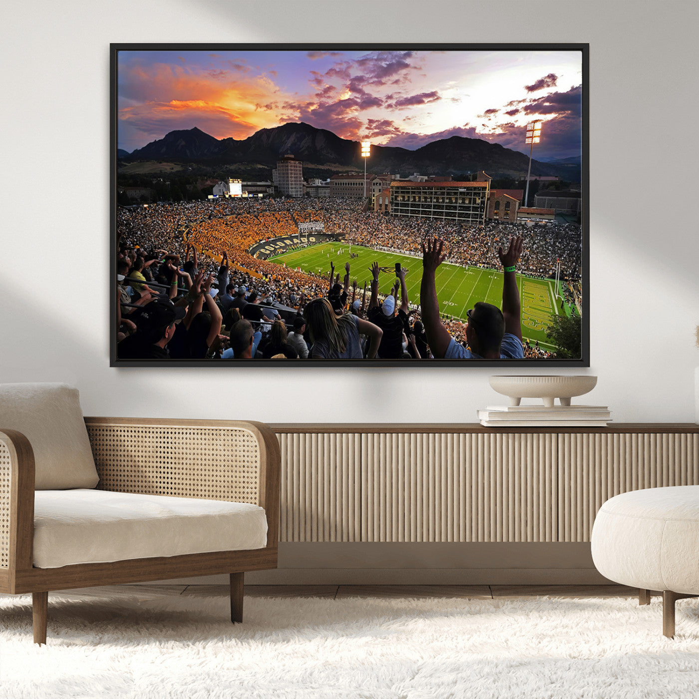 MGV-FC-36X24 - Framed Colorado Buffaloes Football Team Print - Boulder Folsom Field Stadium Wall Art Canvas Print