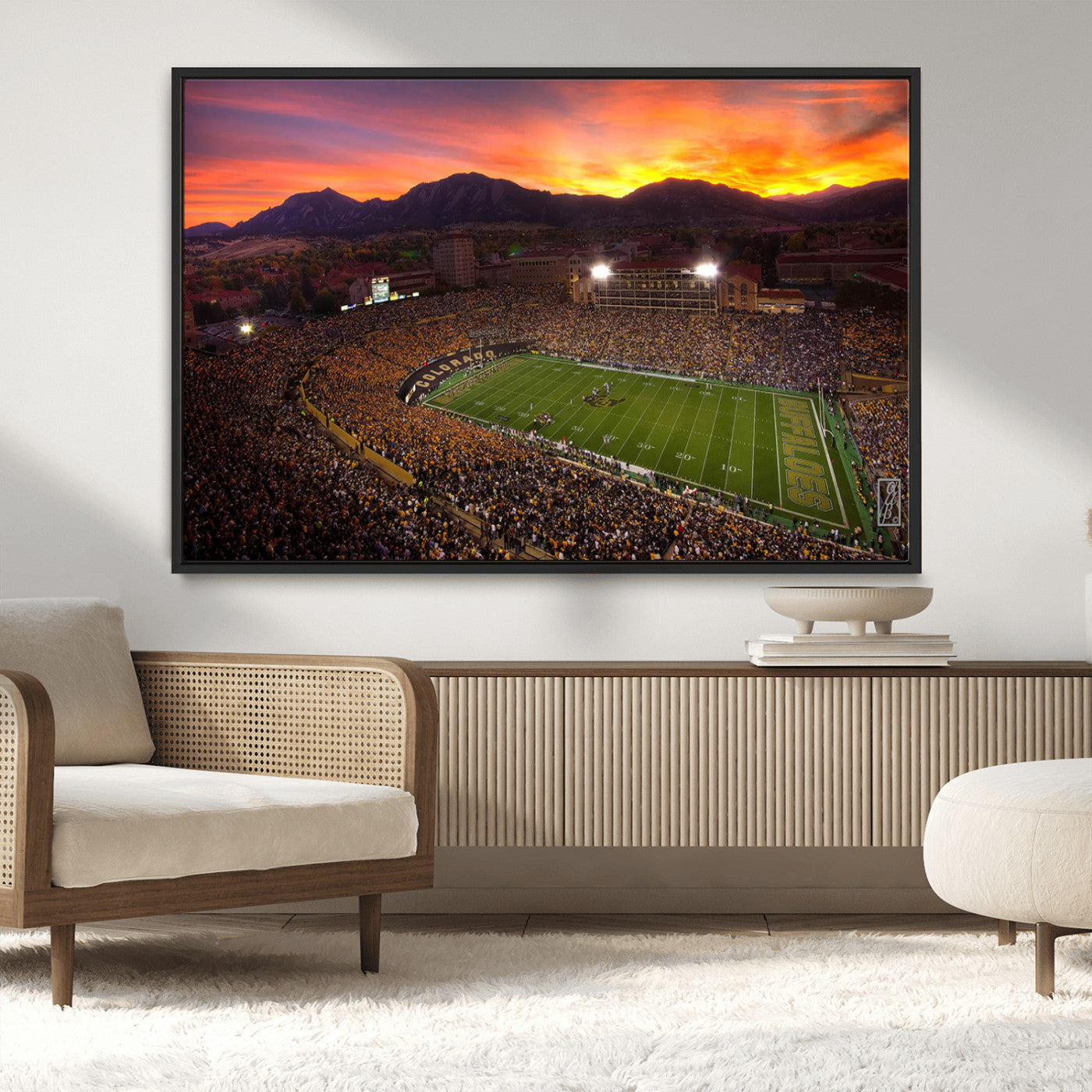MGV-FC-36X24 - Colorado Buffaloes Football Team Print - Boulder Folsom Field Stadium Wall Art Canvas Print
