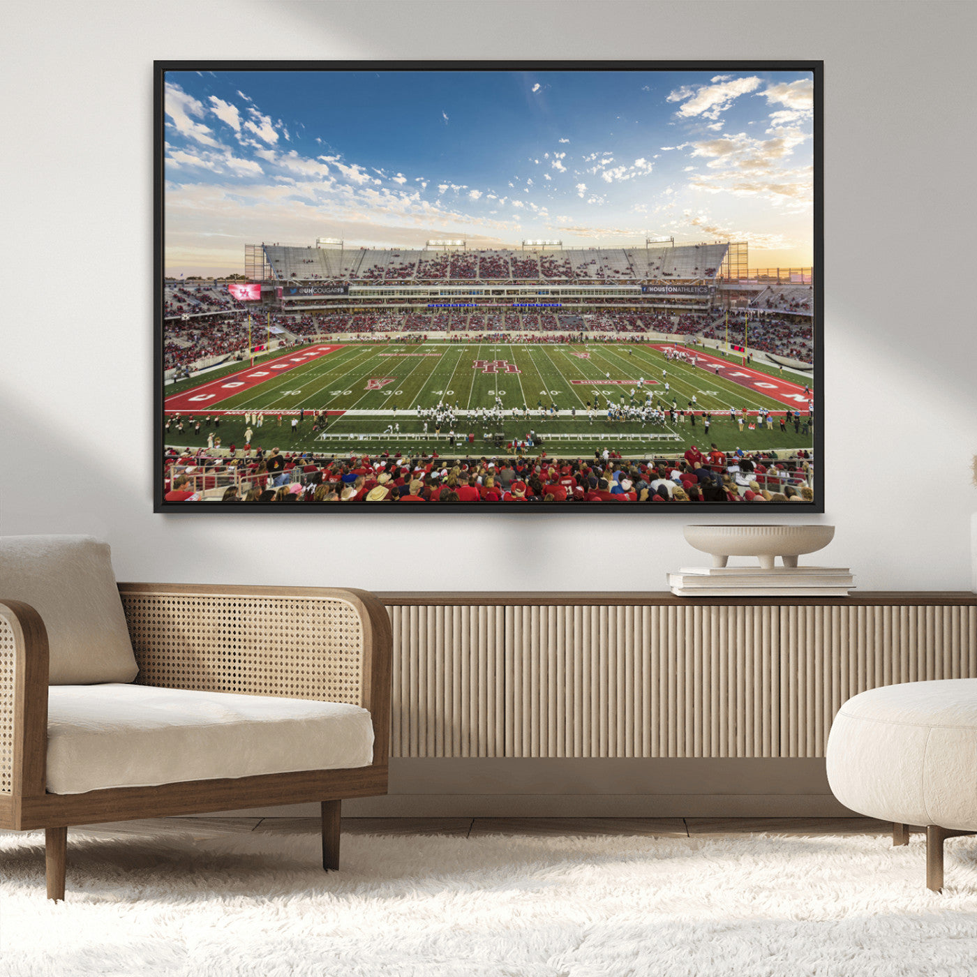 MGV-FC-36X24 - Framed Houston Cougars Football Team Print - Houston TDECU Stadium Wall Art Canvas Print