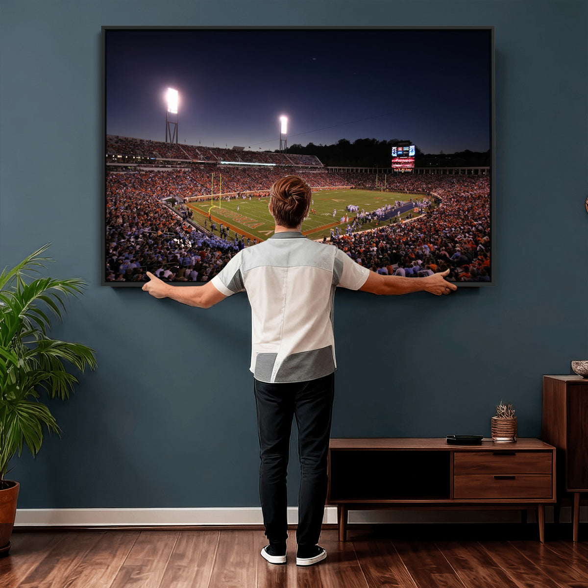 69378-MGV-CV-36X24 - Virginia Cavaliers Football Team Print - Charlottesville Scott Stadium Canvas Print Wall Art