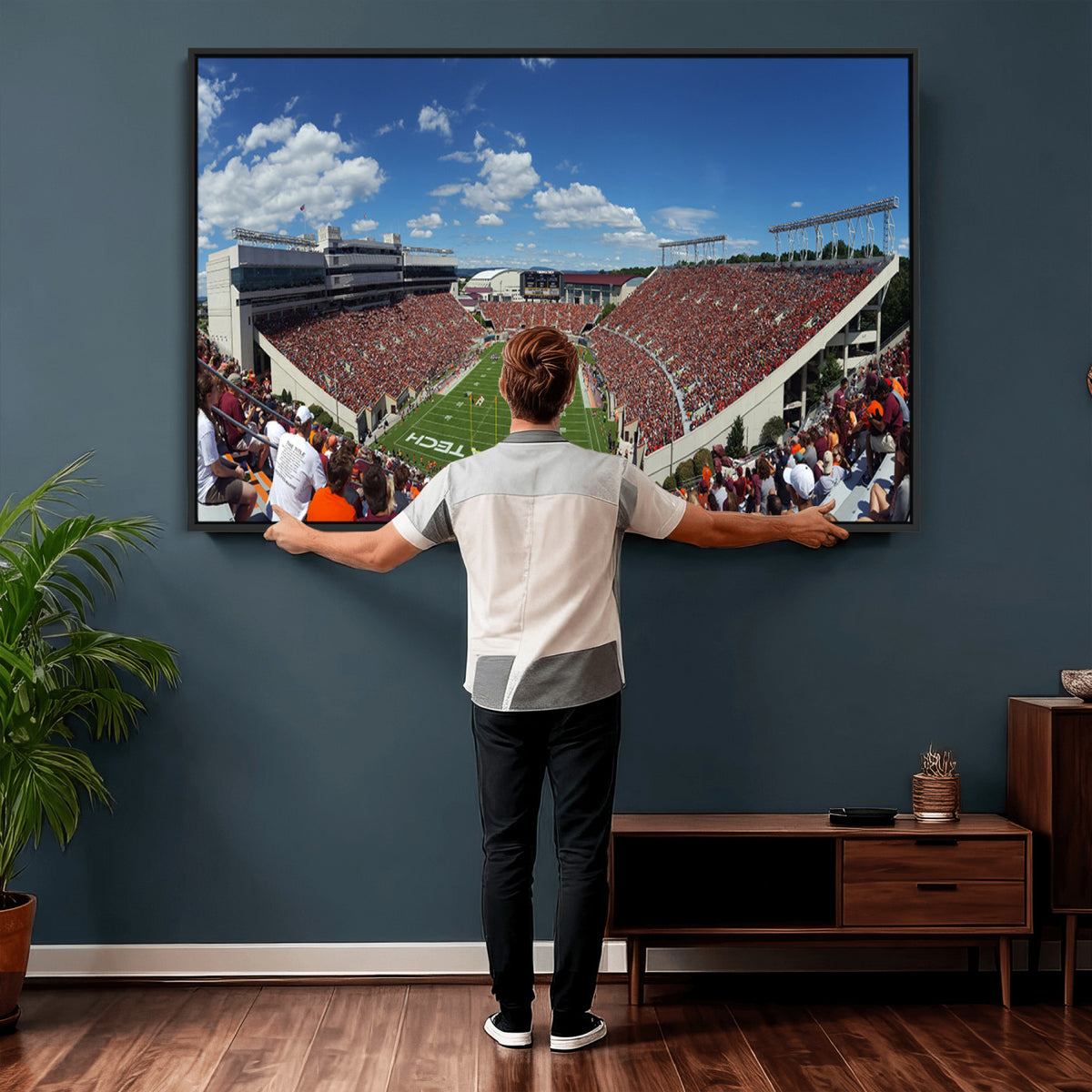 87769-MGV-CV-36X24 - Virginia Tech Hokies Football Team Print - Blacksburg Lane Stadium Wall Art Canvas Print