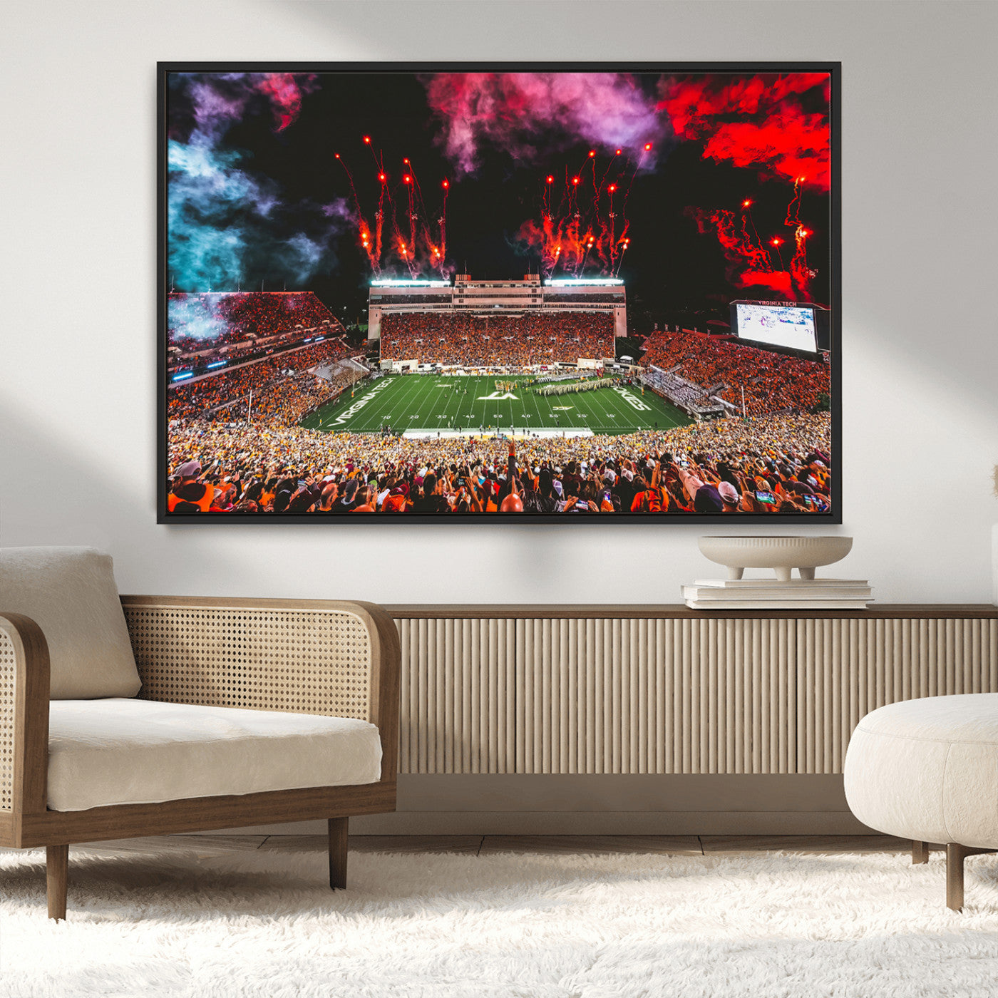 MGV-FC-36X24 - Virginia Tech Hokies Football Team Print - Blacksburg Lane Stadium Wall Art Canvas Print