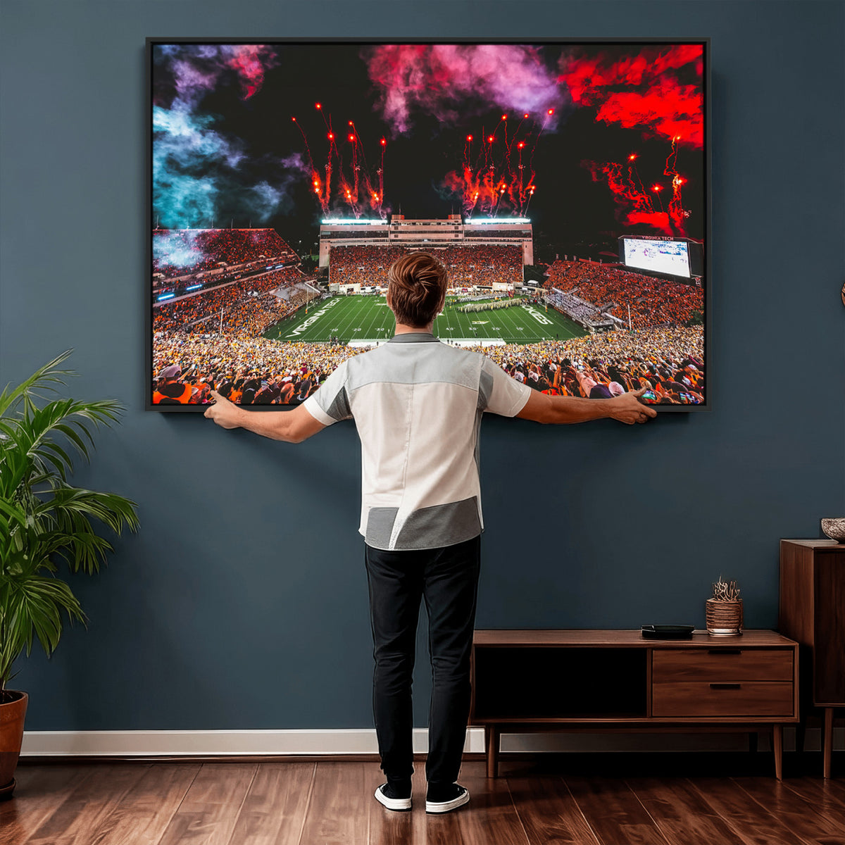 65761-MGV-CV-36X24 - Virginia Tech Hokies Football Team Print - Blacksburg Lane Stadium Wall Art Canvas Print