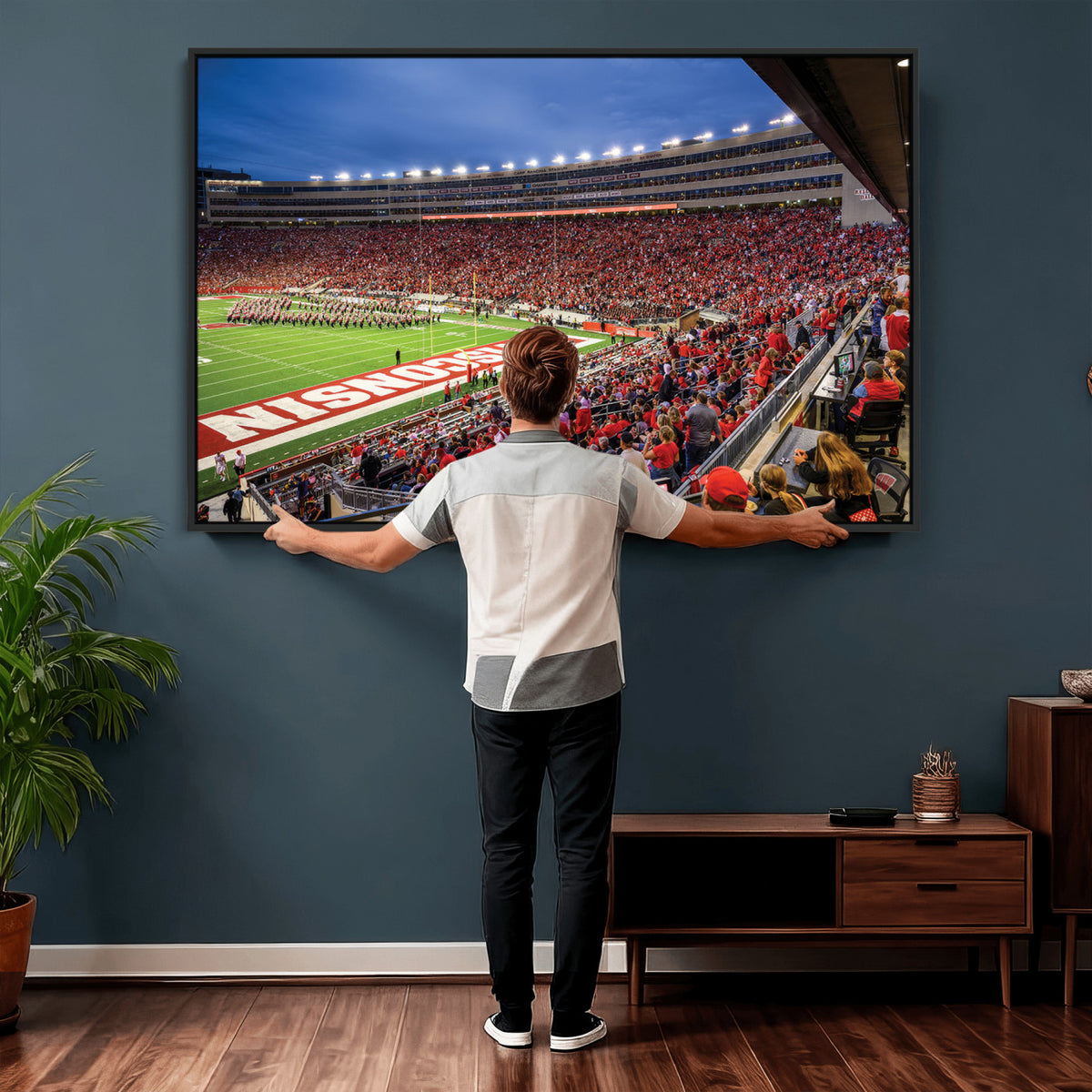 57601-MGV-CV-36X24 - Wisconsin Badgers Football Team Print - Madison Camp Randall Stadium Wall Art, Wisconsin Badgers