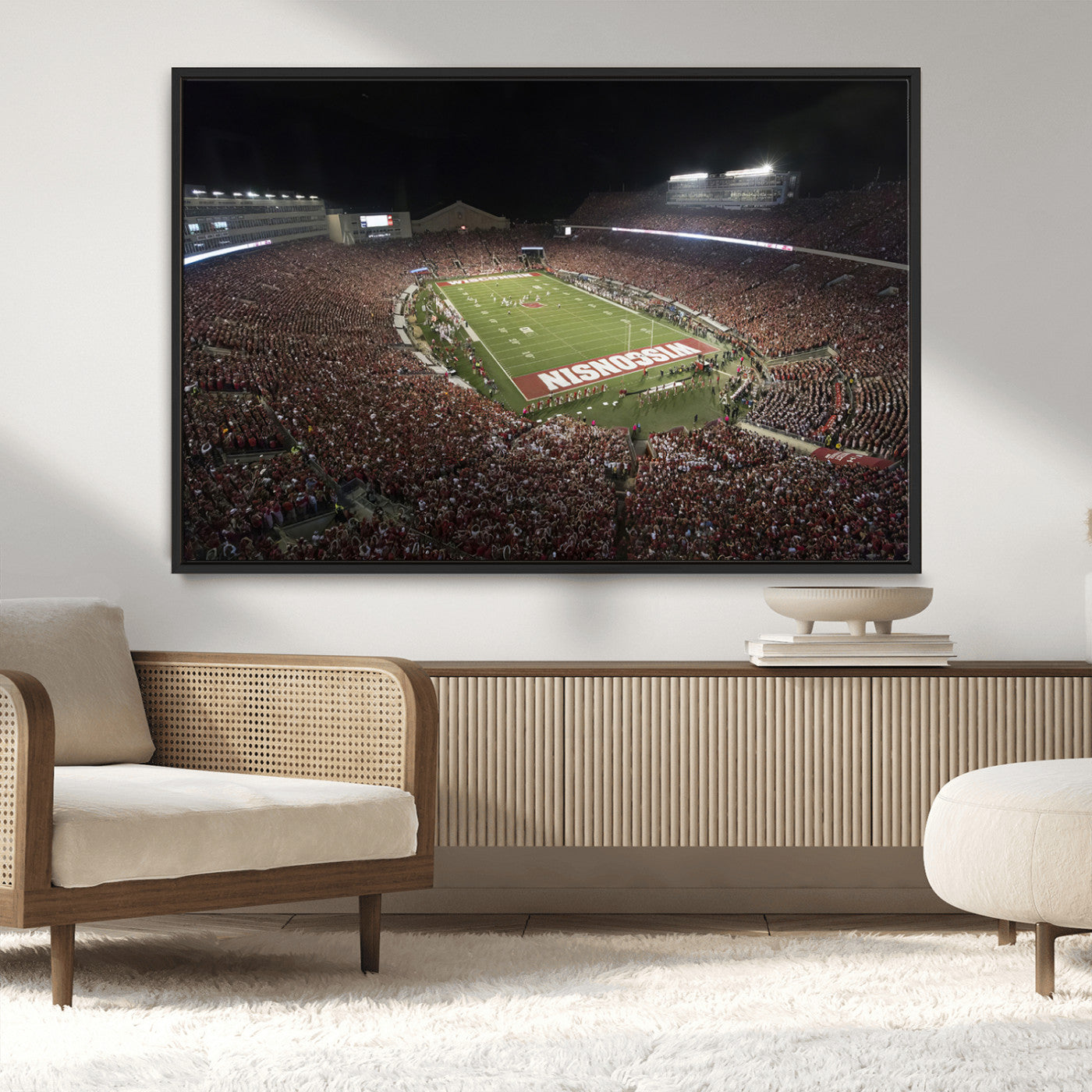 MGV-FC-36X24 - Wisconsin Badgers Football Team Print - Madison Camp Randall Stadium Wall Art Canvas Print