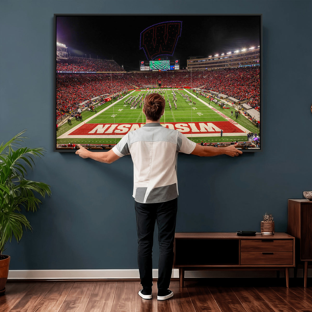 34125-MGV-CV-36X24 - Wisconsin Badgers Football Team Print Canvas- Madison Camp Randall Stadium Wall Art Canvas Print