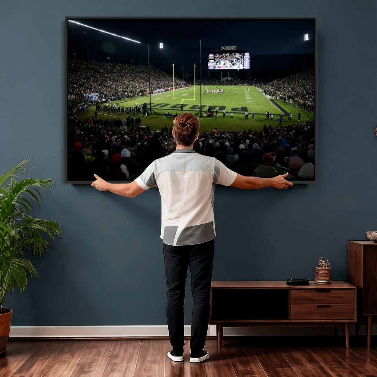 60140-MGV-CV-36X24 - Purdue Boilermakers Football Team Print - West Lafayette Ross–Ade Stadium Wall Art Canvas Print