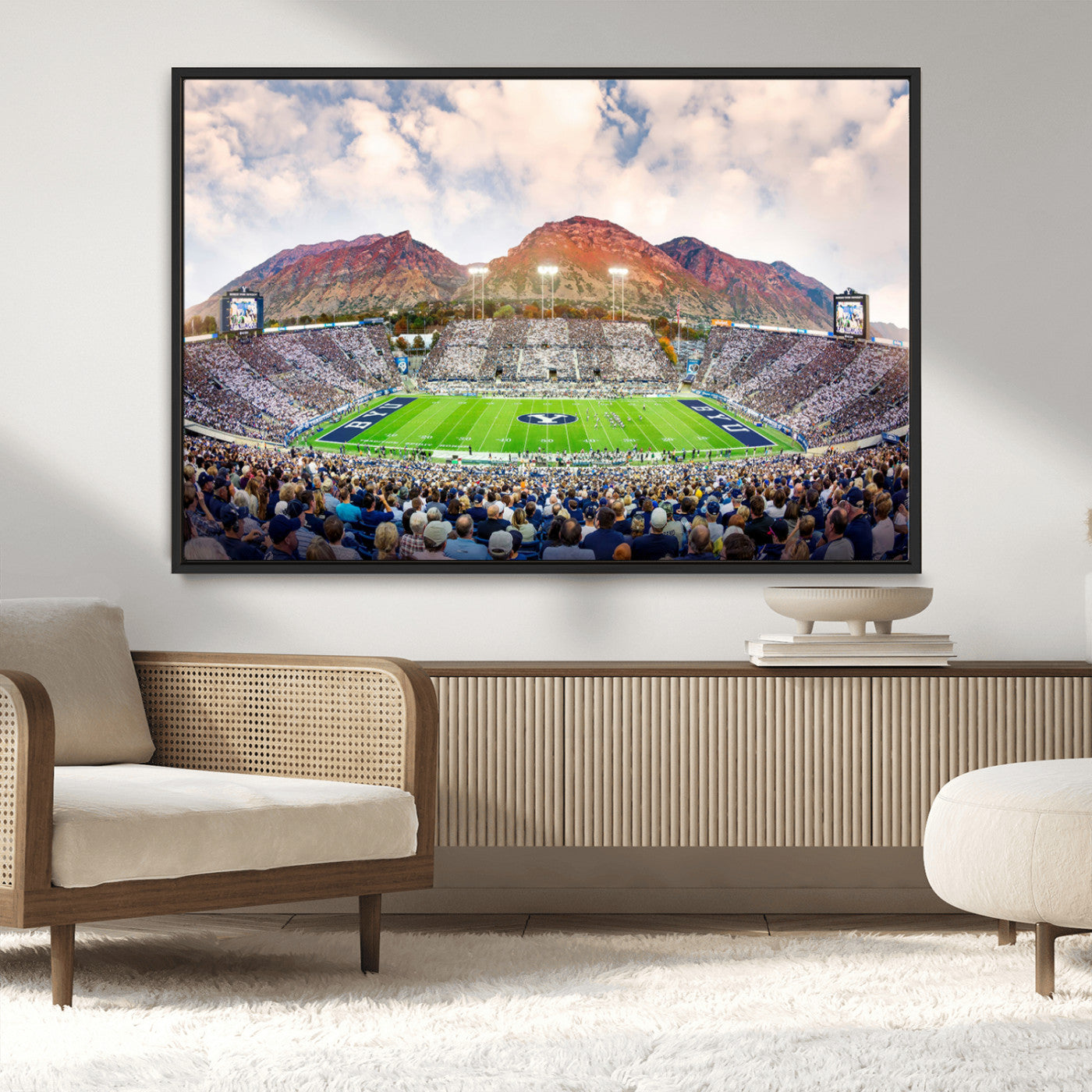 MGV-FC-36X24 - Brigham Young University Cougars Football Team Print - Provo LaVell Edwards Stadium Wall Art Canvas