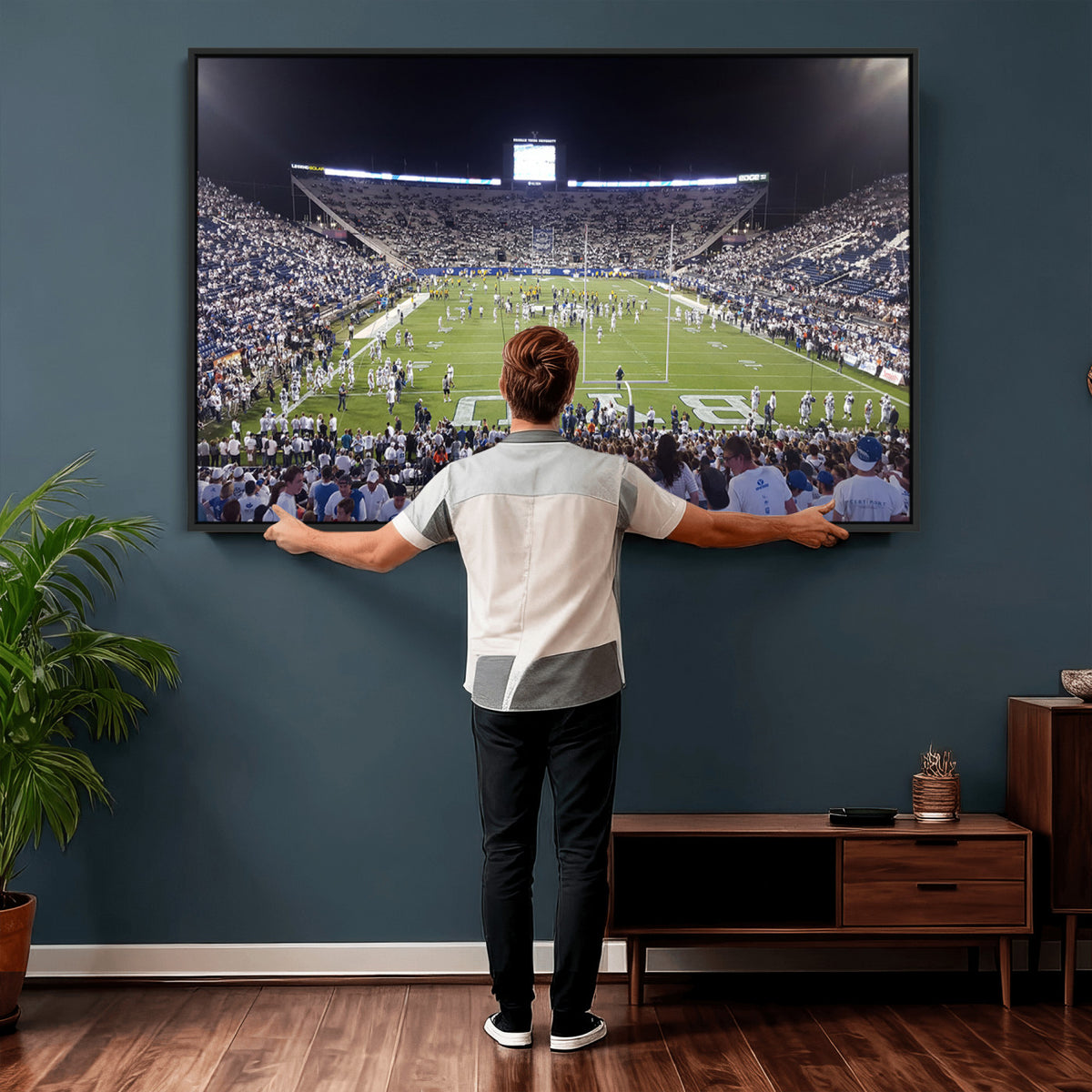 65036-MGV-CV-36X24 - Brigham Young University Cougars Football Print Canvas - Provo LaVell Edwards Stadium Wall Art