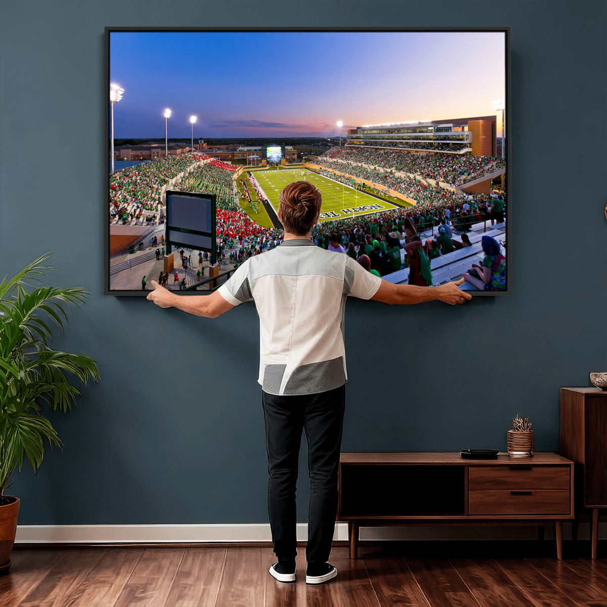 25916-MGV-CV-36X24 - University of North Texas Mean Green Football Team Print - Denton DATCU Stadium Canvas Print Wall