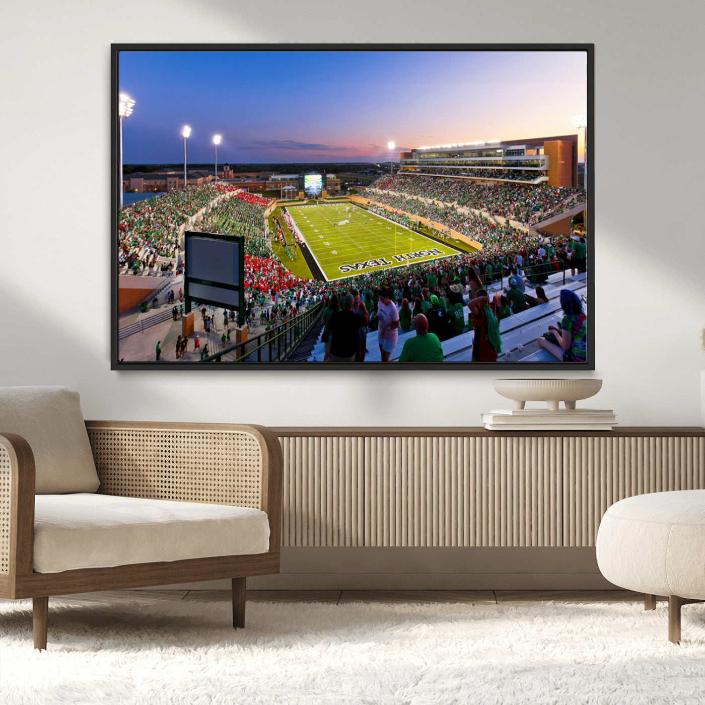 MGV-FC-36X24 - University of North Texas Mean Green Football Team Print - Denton DATCU Stadium Wall Art Canvas