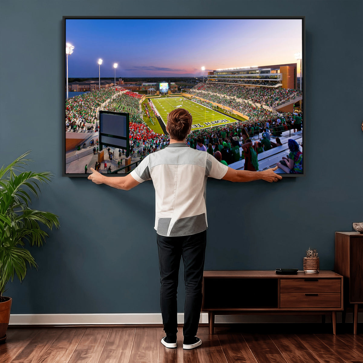81582-MGV-CV-36X24 - University of North Texas Mean Green Football Team Print - Denton DATCU Stadium Wall Art Canvas