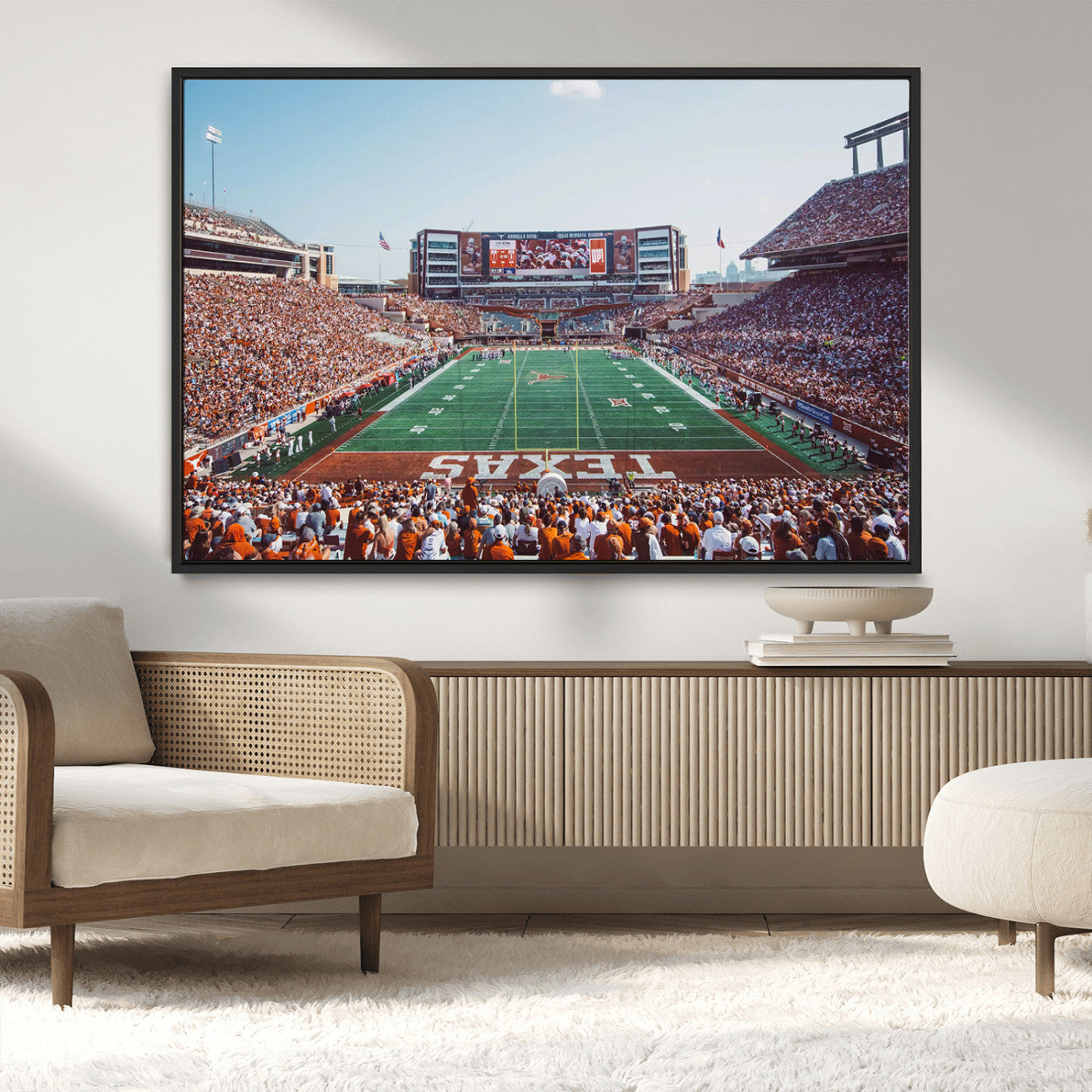 MGV-FC-36X24 - Framed Texas Memorial Stadium Canvas, University of Texas Longhorns Football Team Print - Austin