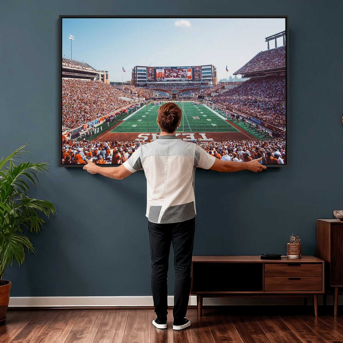 14826-MGV-CV-36X24 - Framed Texas Memorial Stadium Canvas, University of Texas Longhorns Football Team Print - Austin
