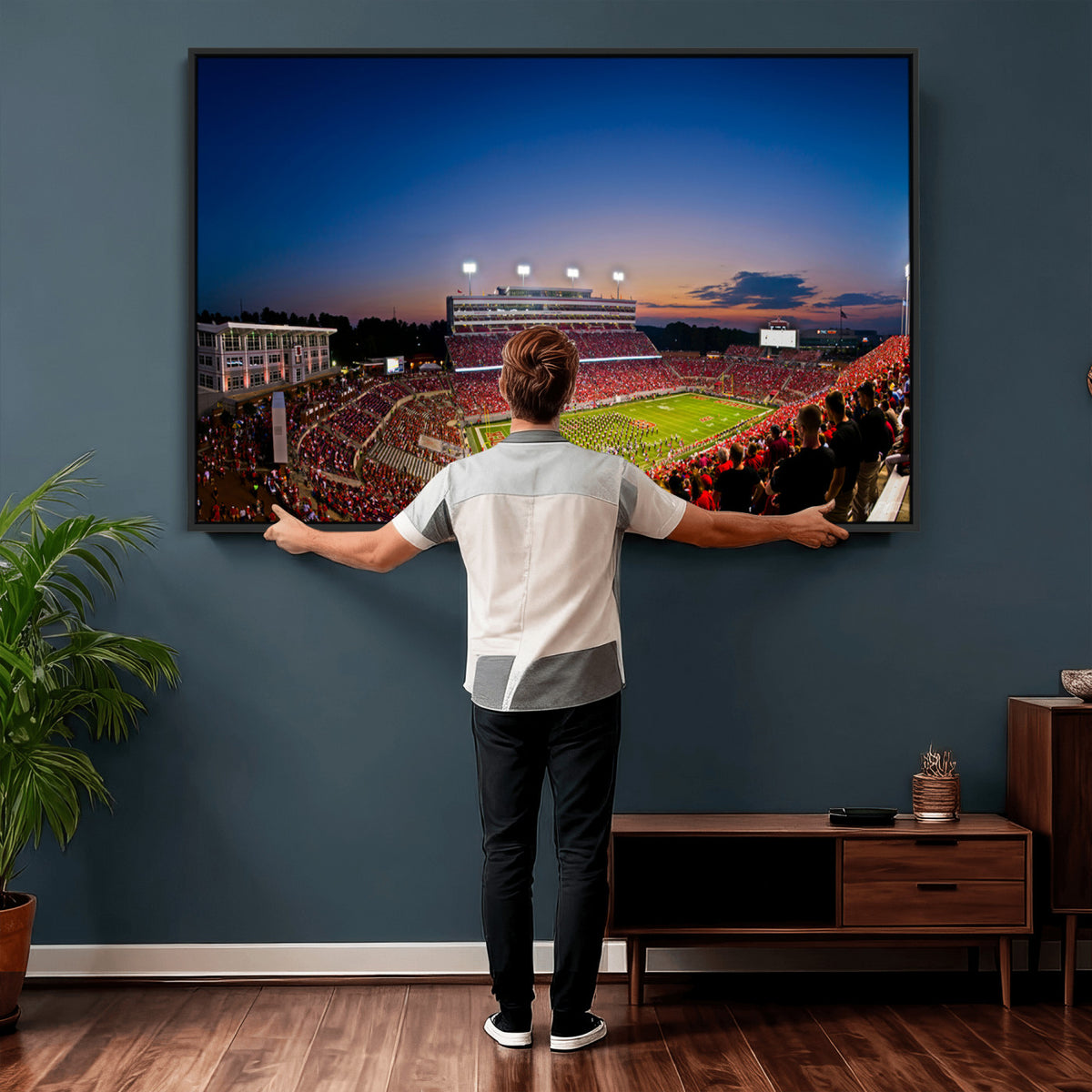 76202-MGV-CV-36X24 - Wolfpack Football Team Wall Art Print - Raleigh Carter-Finley Stadium Wall Art Canvas Print