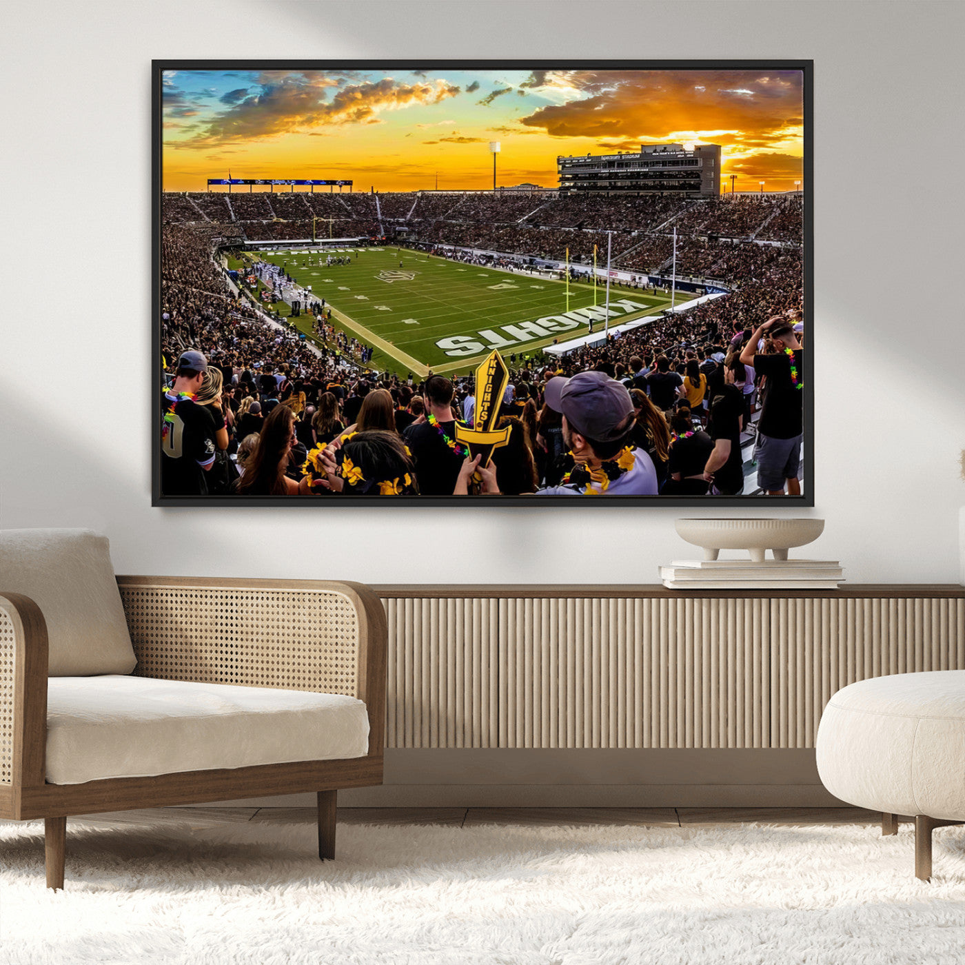 MGV-FC-36X24 - UCF Knights Football Team Print - Orlando FBC Mortgage Stadium, UCF Knights Wall Art Canvas Print
