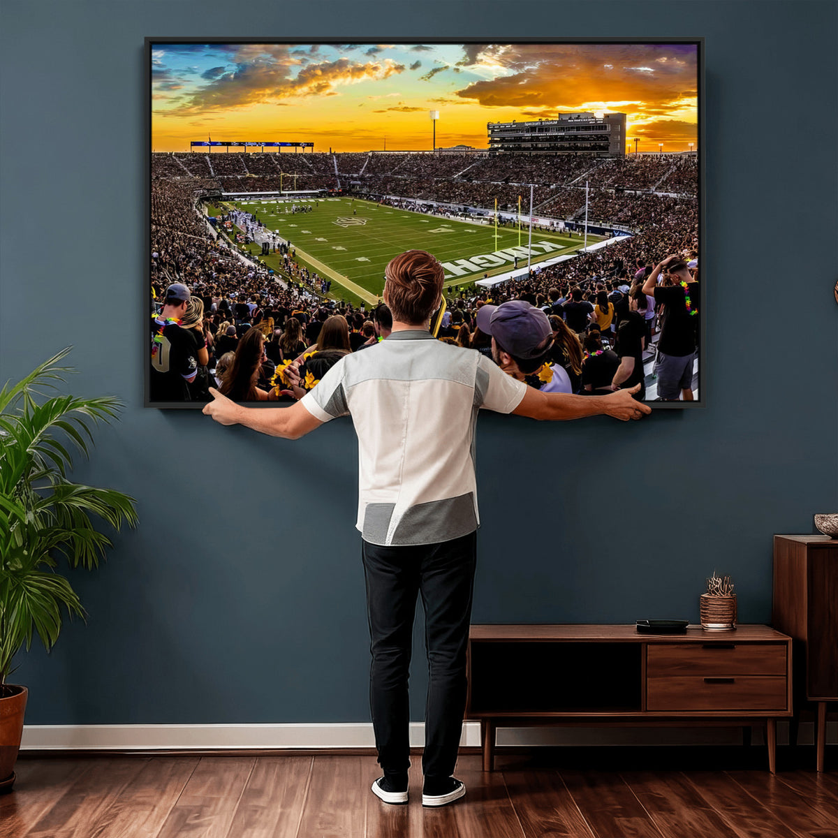 66803-MGV-CV-36X24 - UCF Knights Football Team Print - Orlando FBC Mortgage Stadium, UCF Knights Wall Art Canvas Print