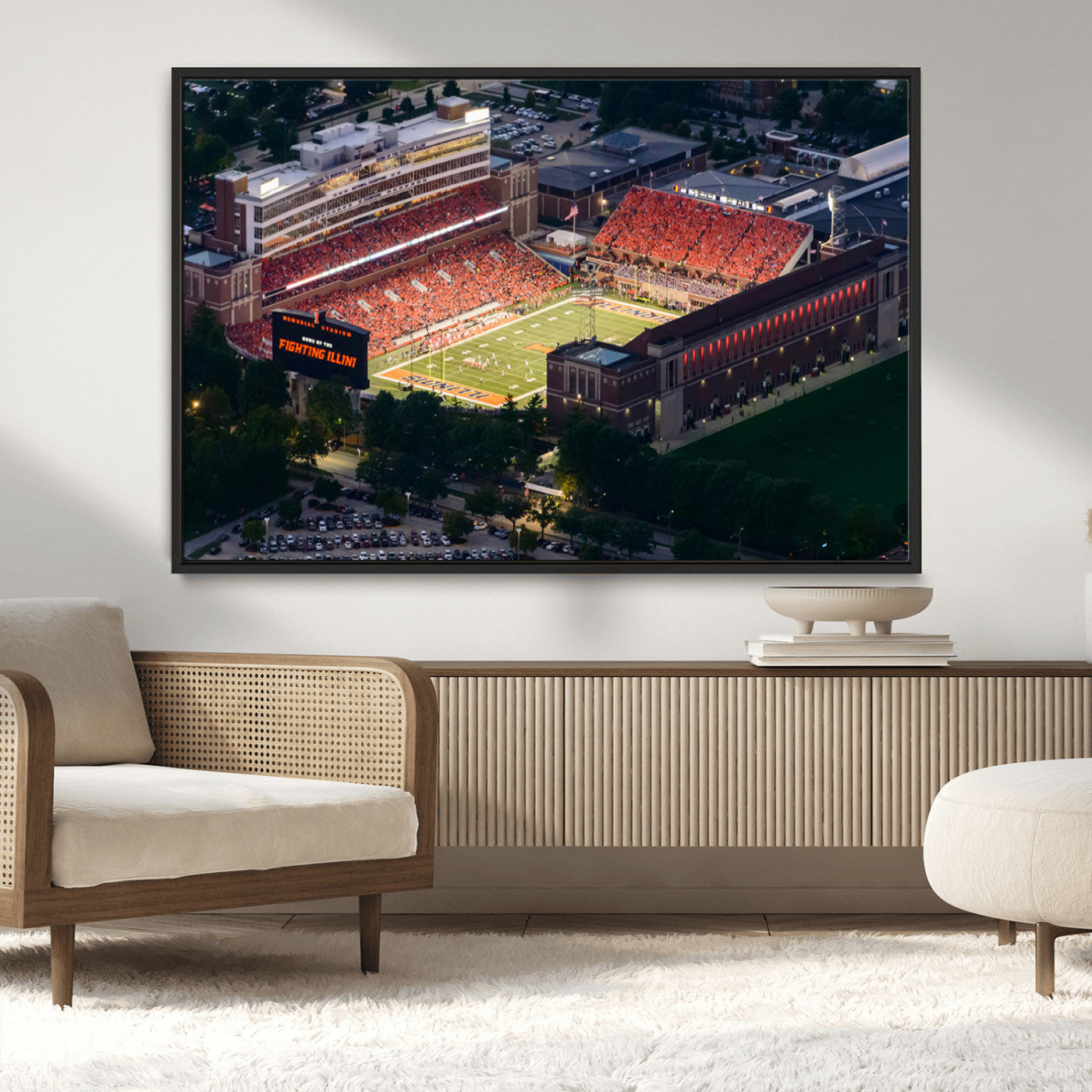 MGV-FC-36X24 - University of Illinois Fighting Illini Football Team Print - Champaign Illinois Memorial Stadium