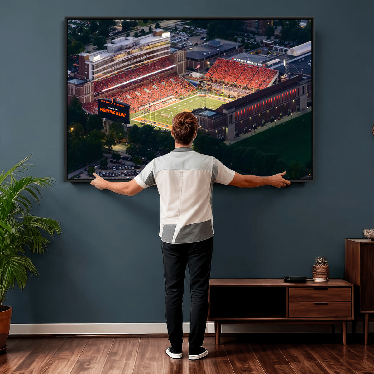78052-MGV-CV-36X24 - University of Illinois Fighting Illini Football Team Print - Champaign Illinois Memorial Stadium