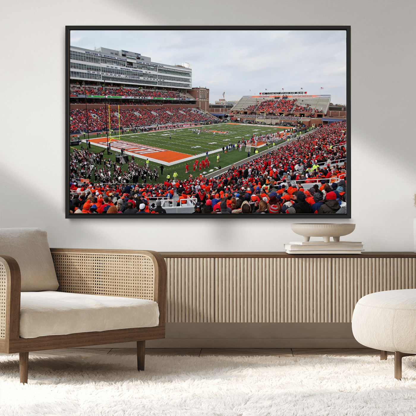MGV-FC-36X24 - University of Illinois Fighting Illini Football Team Print - Champaign Illinois Memorial Stadium