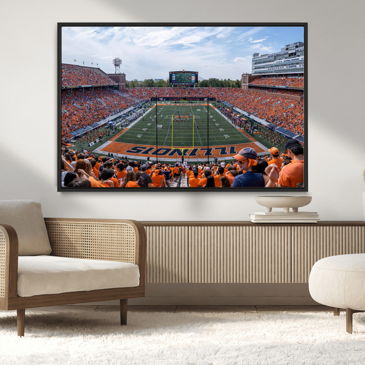 MGV-FC-36X24 - University of Illinois Fighting Illini Football Team Print Canvas - Champaign Illinois Memorial