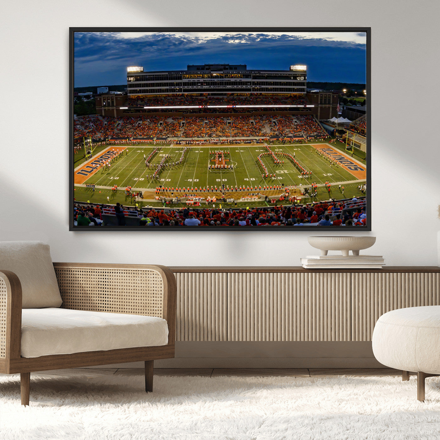MGV-FC-36X24 - University of Illinois Fighting Illini Football Team Print - Champaign Illinois Memorial Stadium