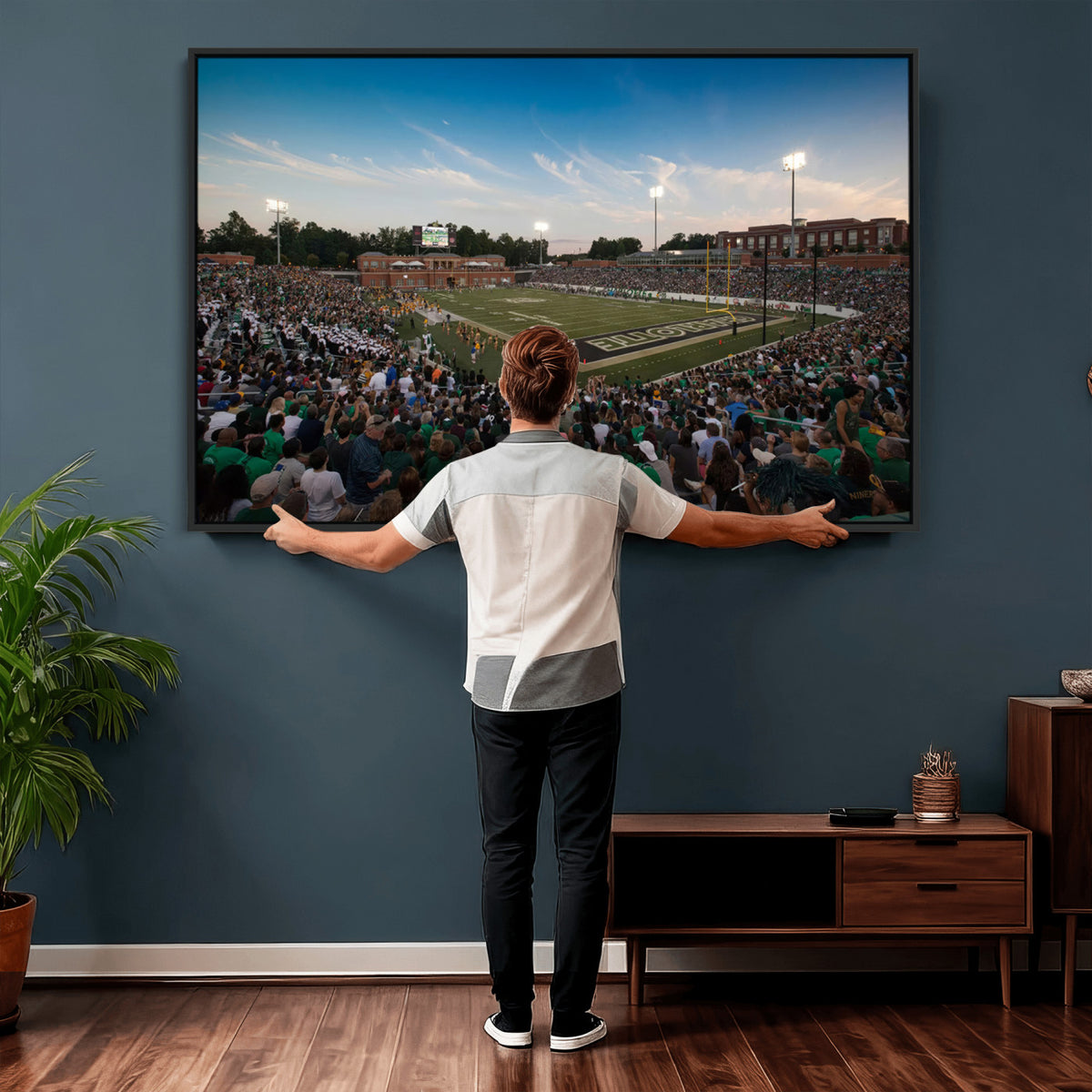 12290-MGV-CV-36X24 - University of Charlotte 49ers Football Team Print - Charlotte Jerry Richardson Stadium Wall Art