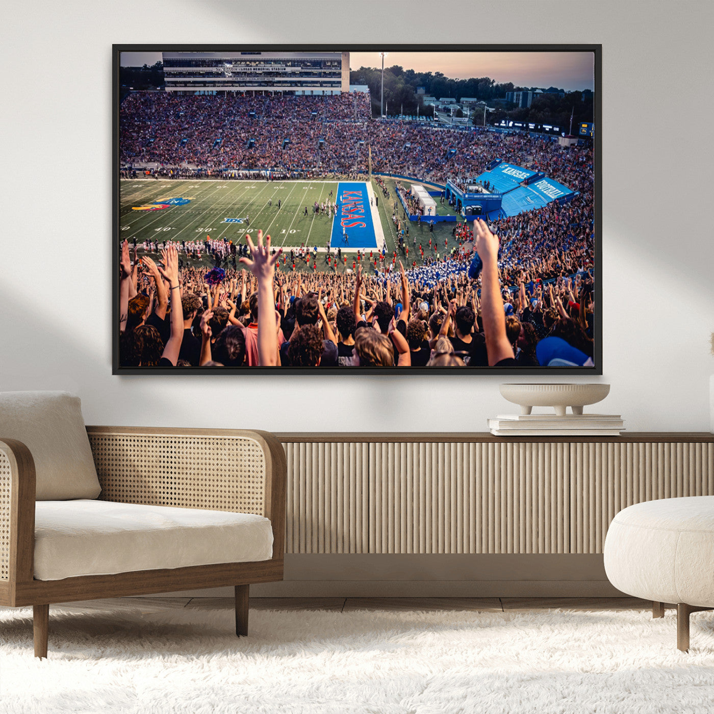 MGV-FC-36X24 - University of Kansas Jayhawks Football Team Art Print - Lawrence Kansas Memorial Stadium Wall Art