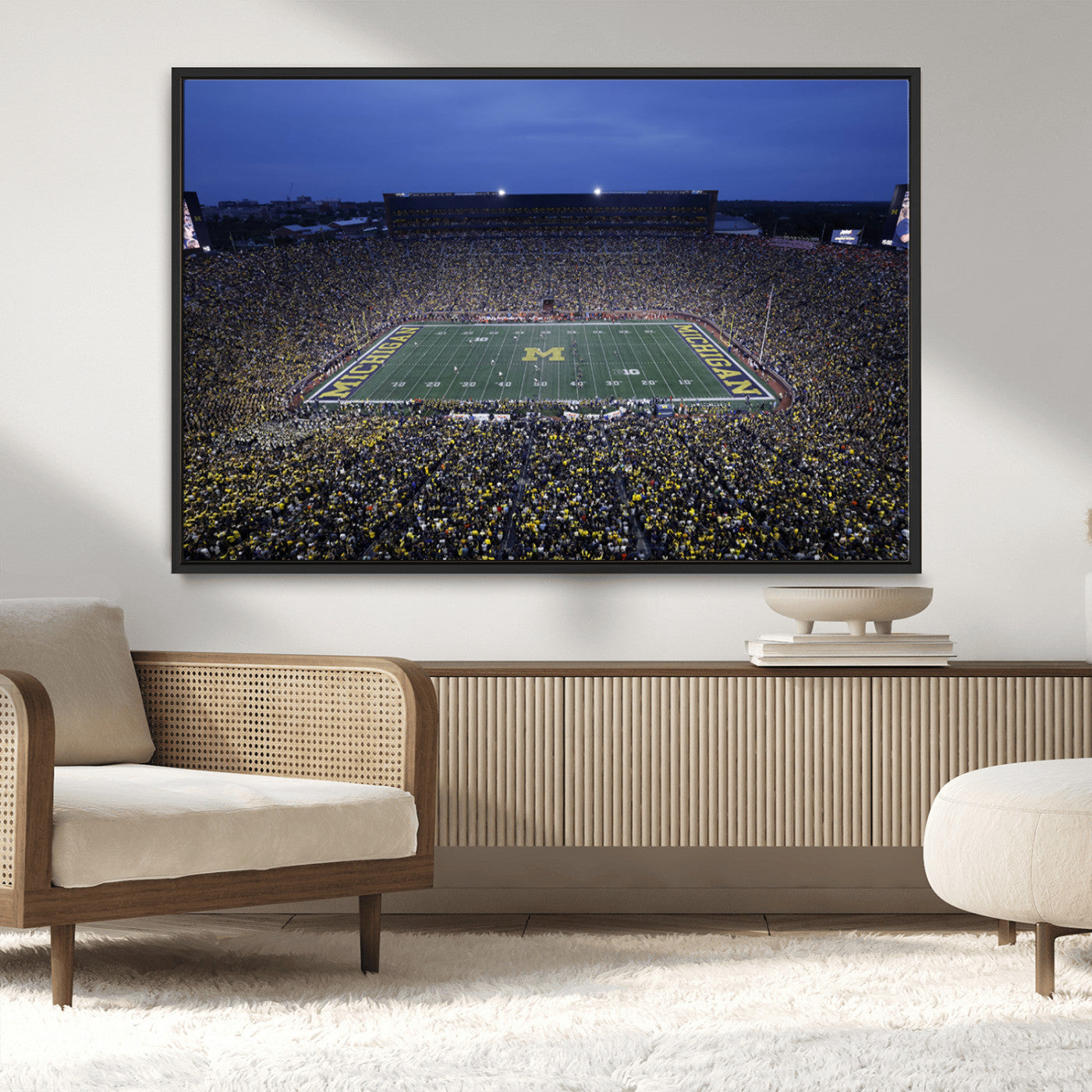 MGV-FC-36X24 - University of Michigan Wolverines Football Team Print - Ann Arbor Michigan Stadium Wall Art Canvas