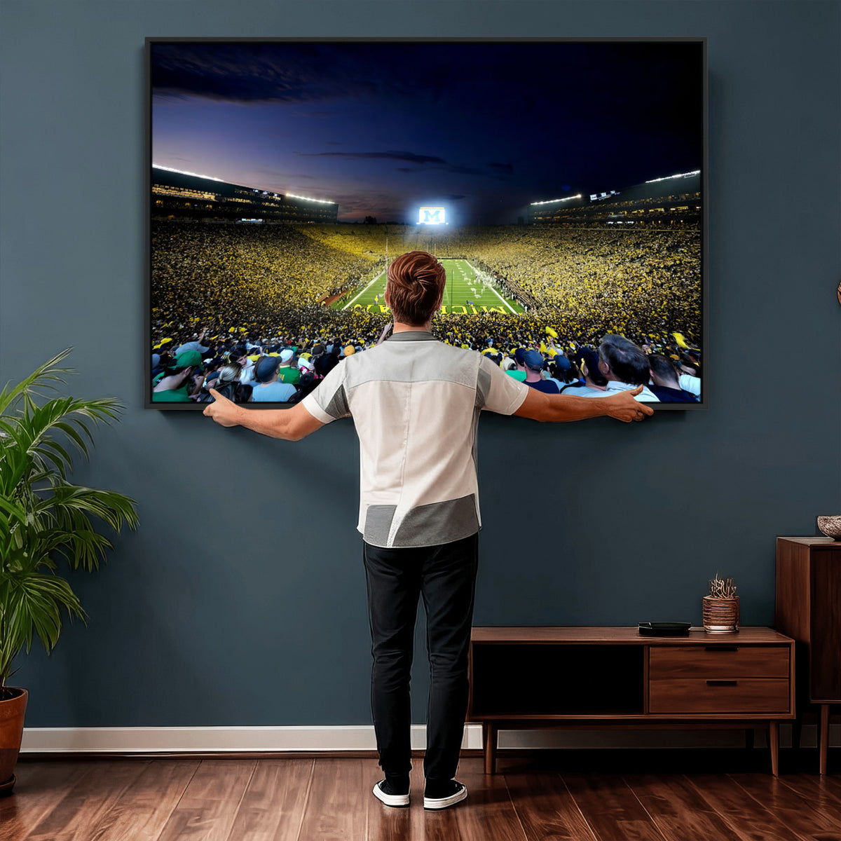 22115-MGV-CV-36X24 - University of Michigan Wolverines Football Team Print - Ann Arbor Michigan Stadium Canvas Print