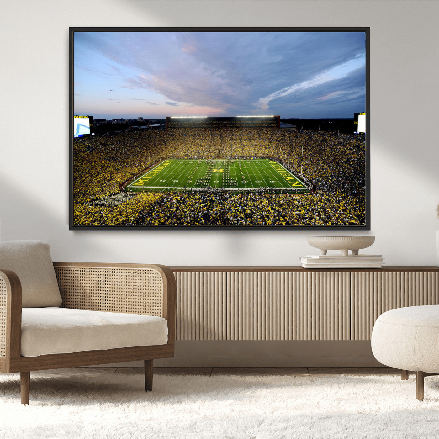 MGV-FC-36X24 - University of Michigan Wolverines Football Team Print - Ann Arbor Michigan Stadium Wall Art Canvas