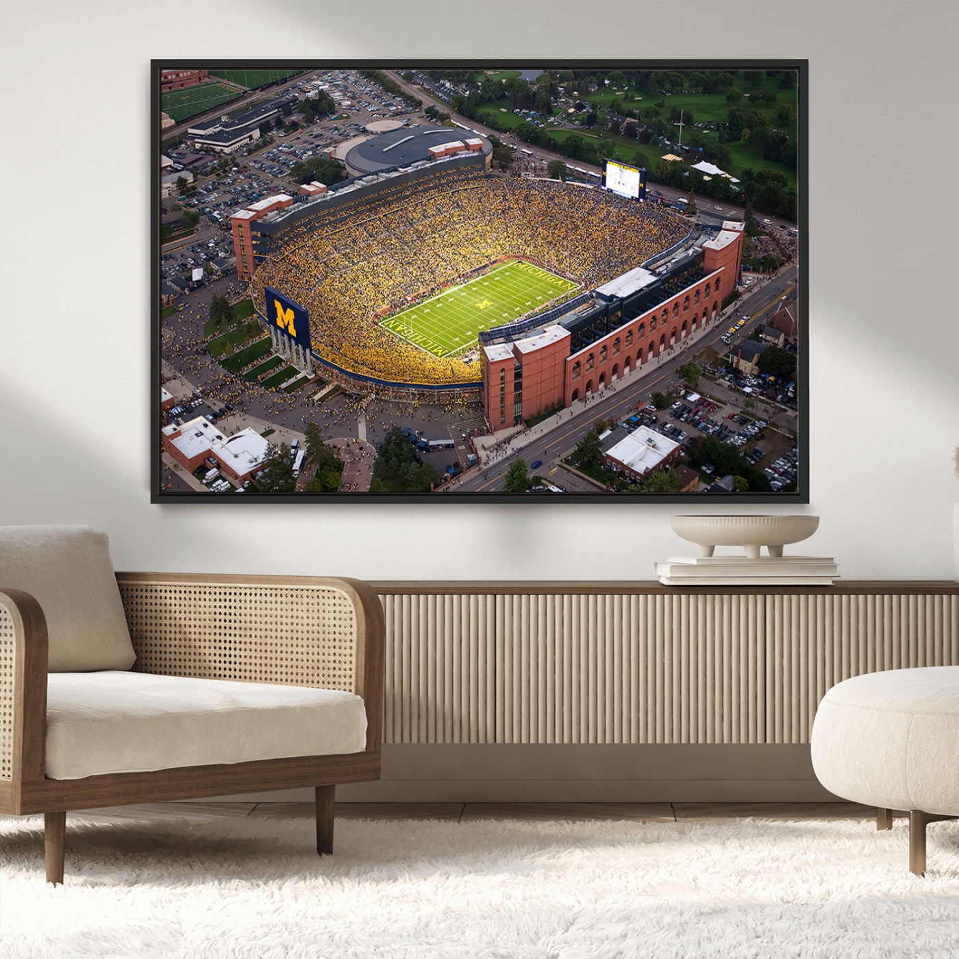 MGV-FC-36X24 - University of Michigan Wolverines Football Team Print - Ann Arbor Michigan Stadium Wall Art Canvas