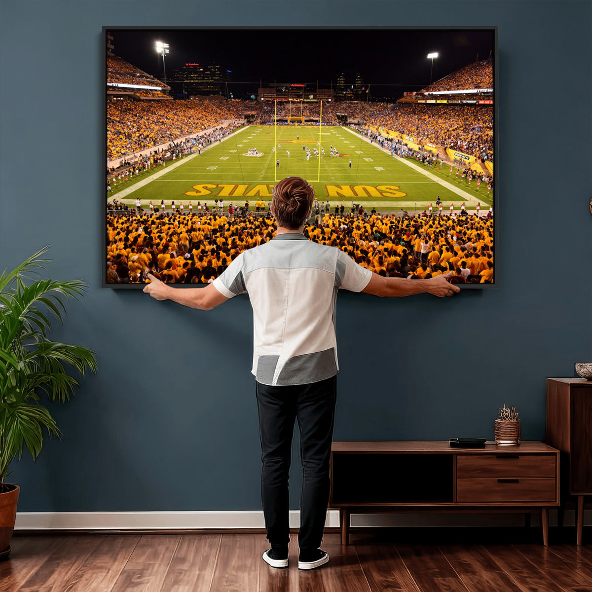 21588-MGV-CV-36X24 - ASU Sun Devils Football Team Print - Phoenix Mountain America Stadium Wall Art Canvas Print
