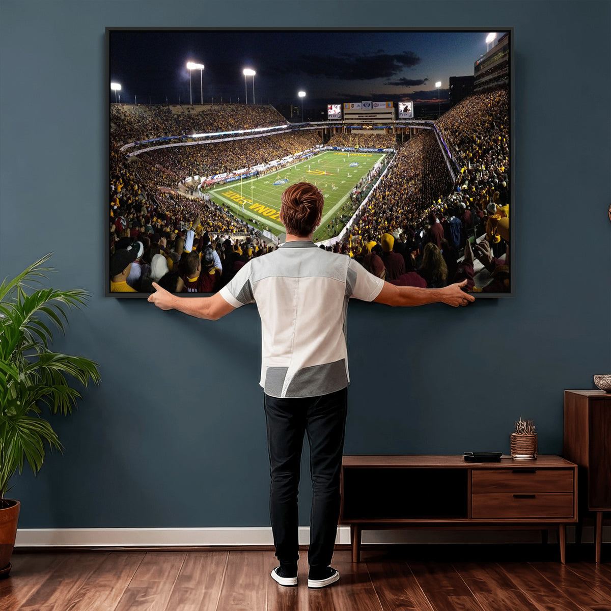 75716-MGV-CV-36X24 - ASU Sun Devils Football Team Print Canvas - Phoenix Mountain America Stadium Wall Art Canvas Print