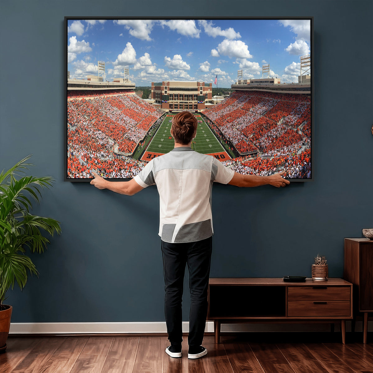 65192-MGV-CV-36X24 - Oklahoma State Cowboys Football Team Print - Stillwater Boone Pickens Stadium Wall Art Canvas Print