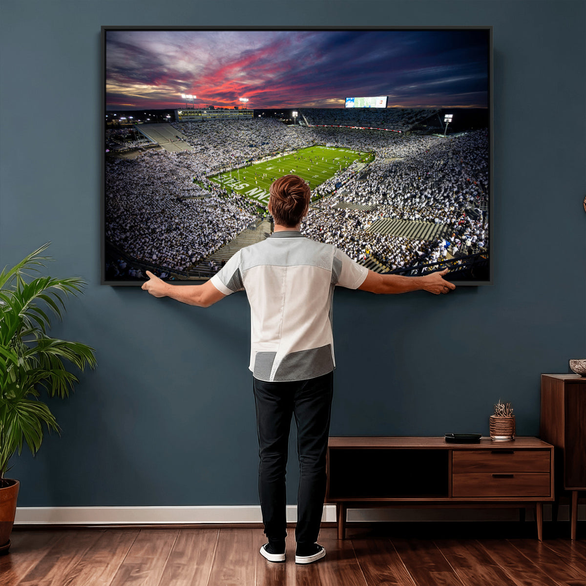 37304-MGV-CV-36X24 - Penn State Nittany Lions Football Team Print - University Park Beaver Stadium Art Canvas Print